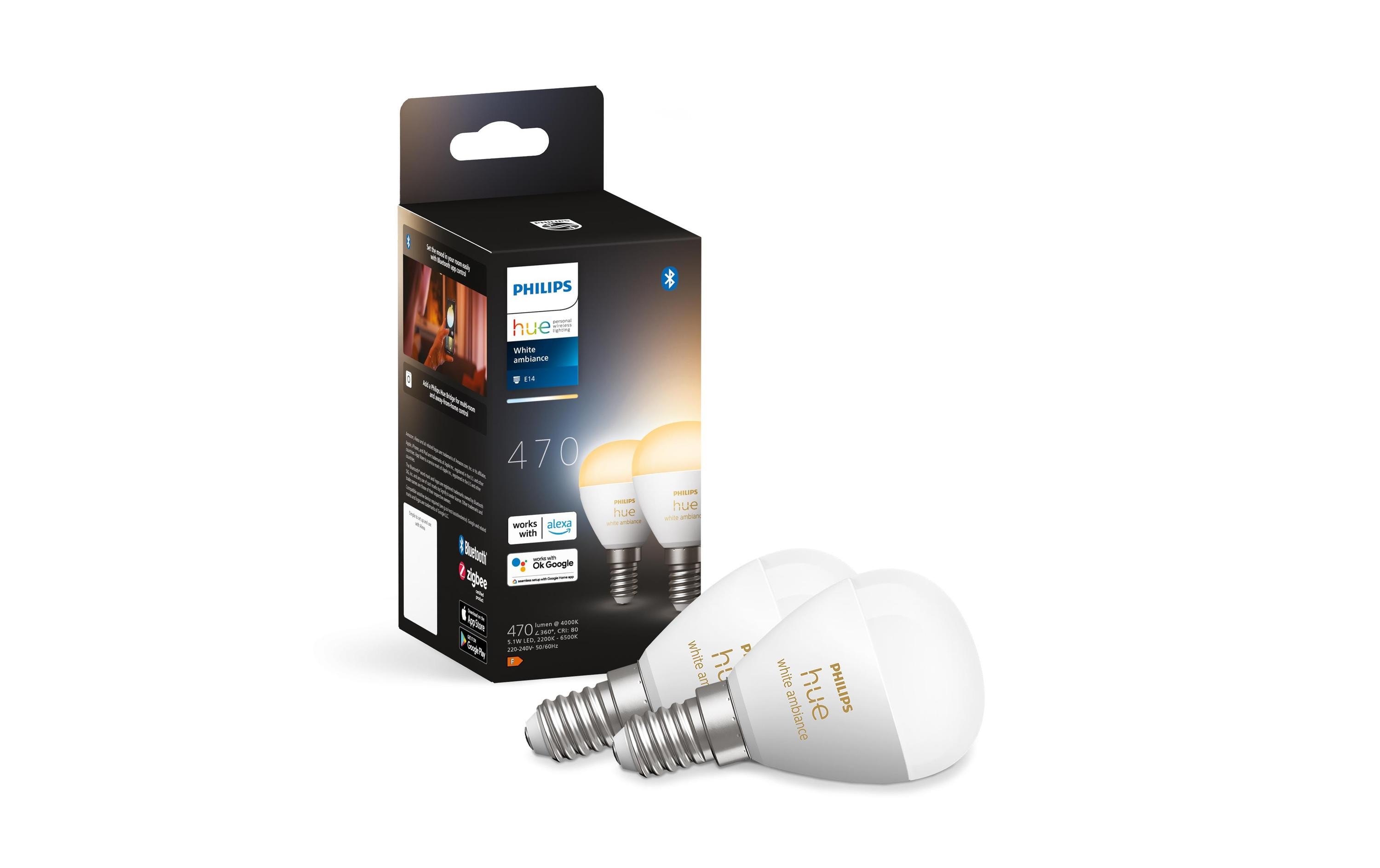 Philips Hue White Ambiance E14 Luster Tropfen 2er Set 2 x 470 lm Philips Hue White Ambiance E14 Luster Tropfen 2er Set 2 x 470 lm