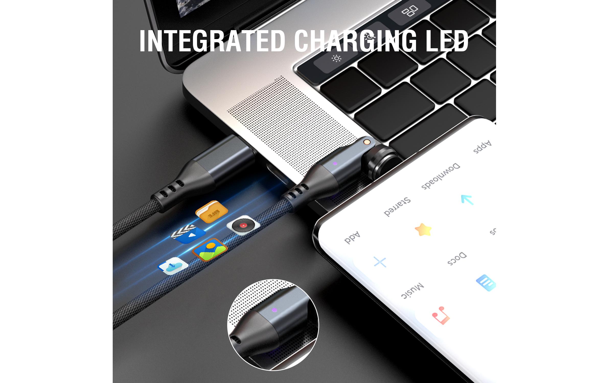 4smarts USB-C 540° Magnetkabel-Set GravityCord 240 W, 1.8 m, Schwarz