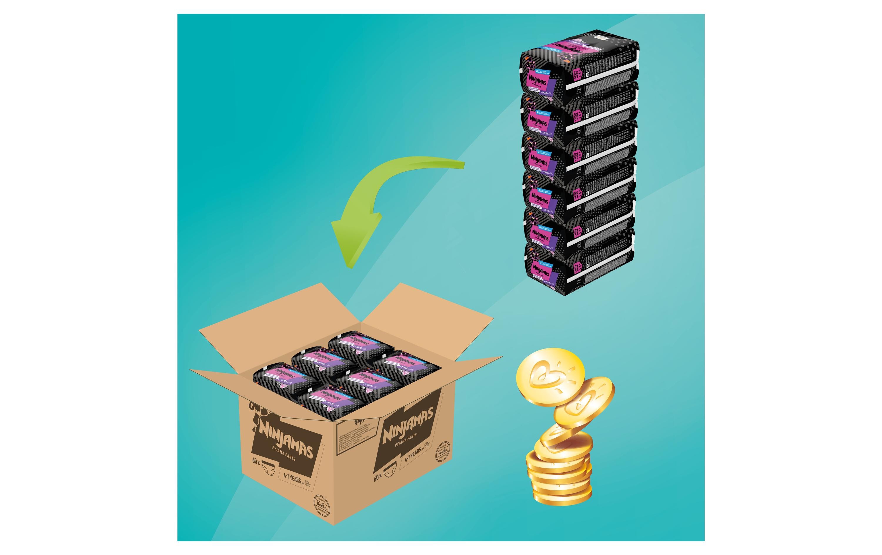 Pampers Nachtwindeln Ninjamas Mädchen 8-12 Jahre, 54 Stk.