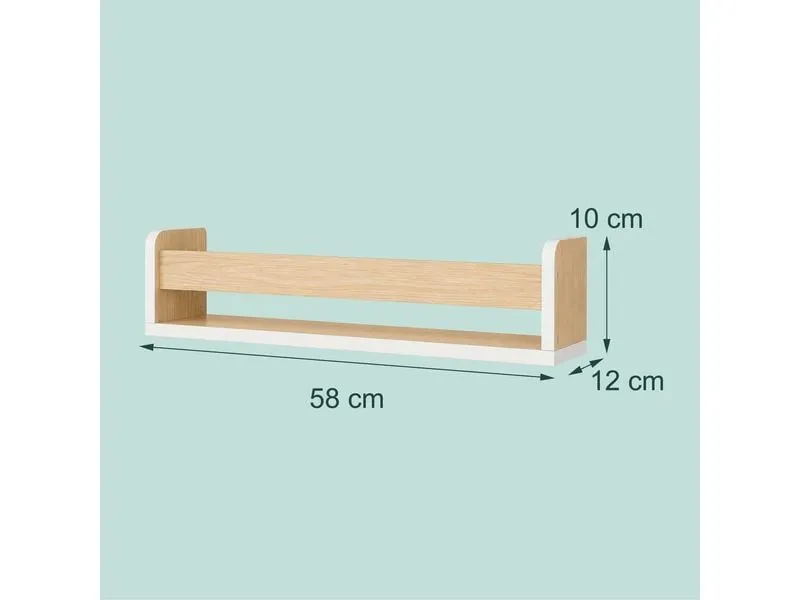 relaxdays Wandregal 3er Set MDF Hellbraun 58 cm