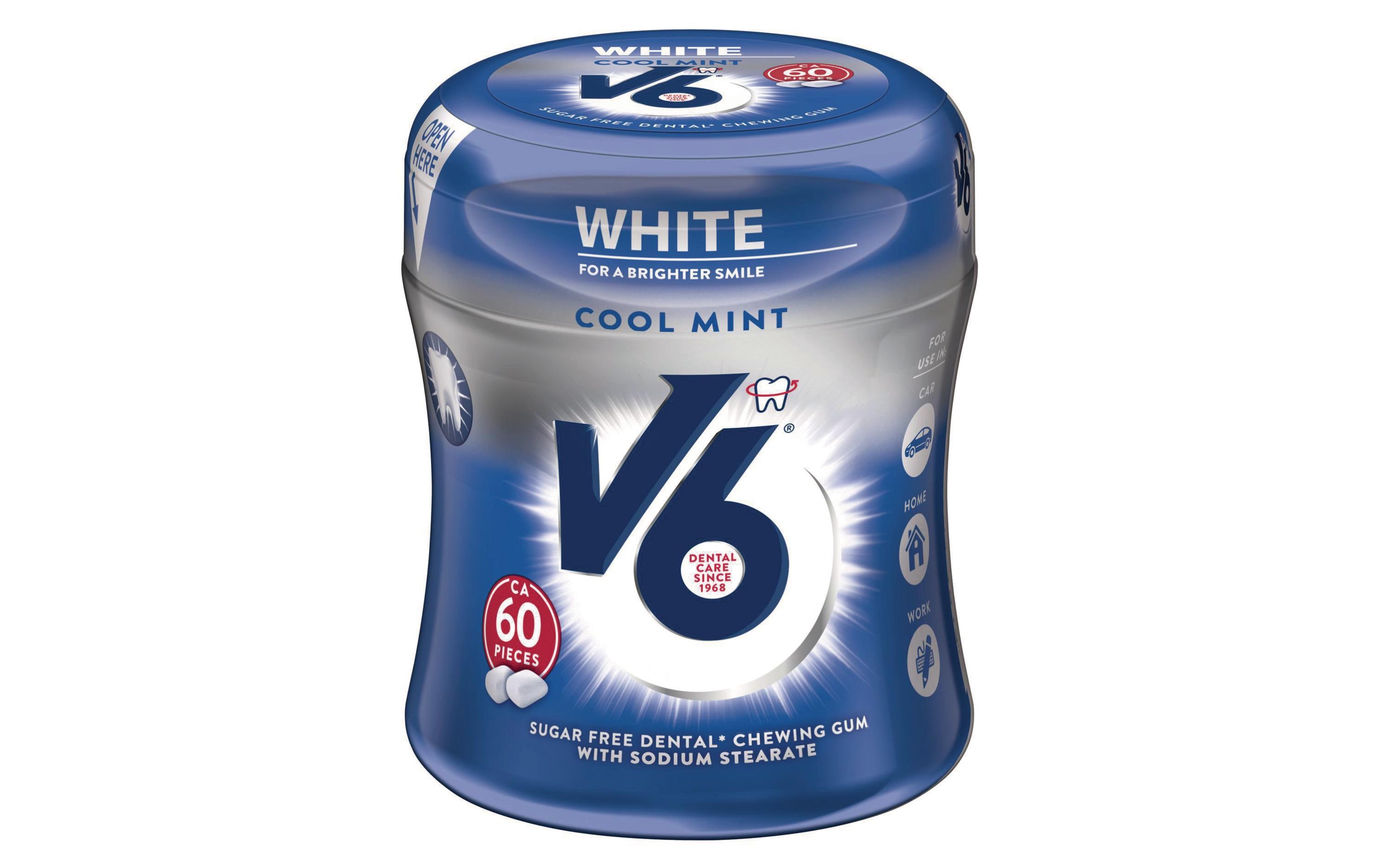 V6 Kaugummi White Cool Mint 87 g