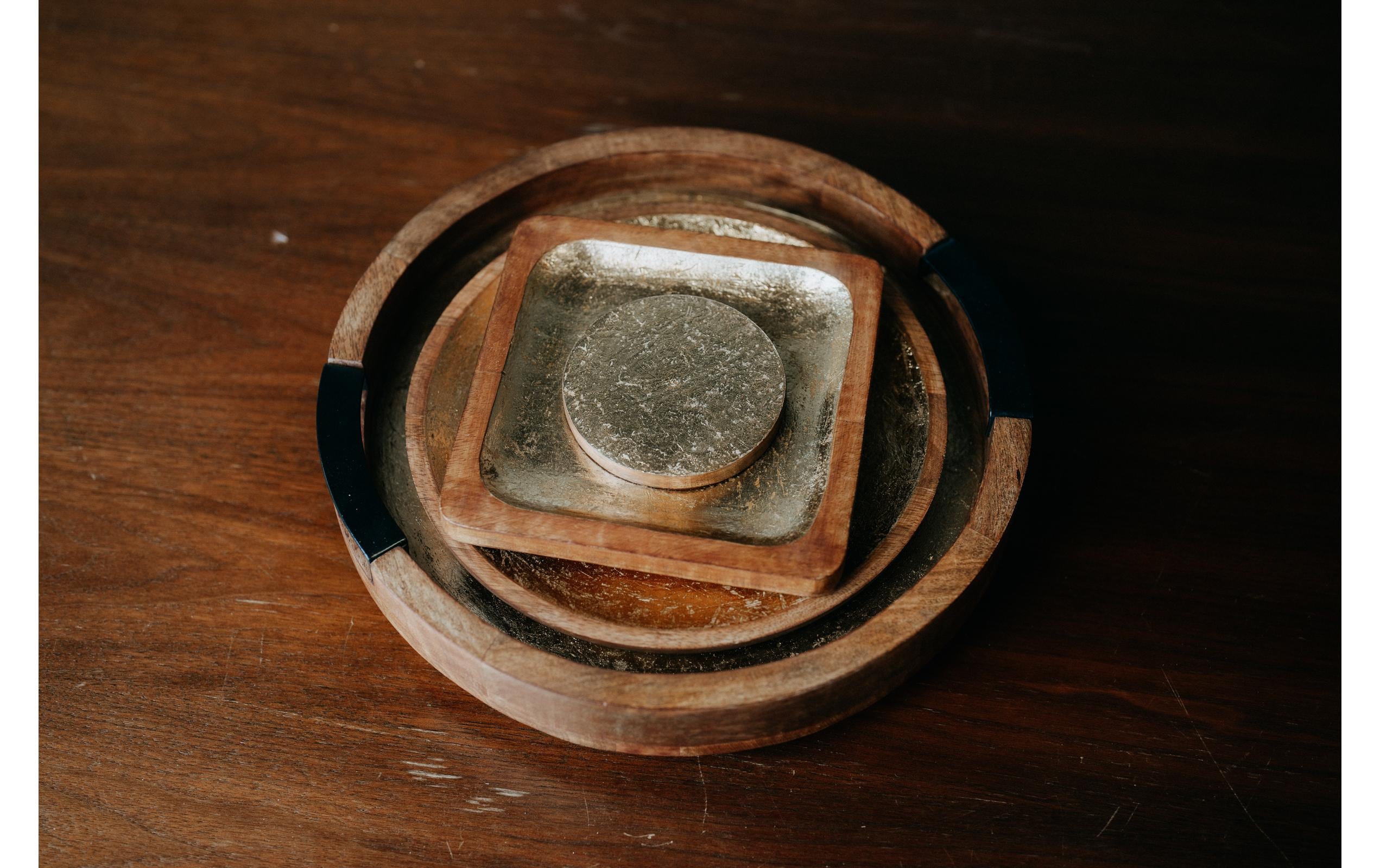 Kadastar Servierplatte Shine 18 x 18 cm, Braun/Gold