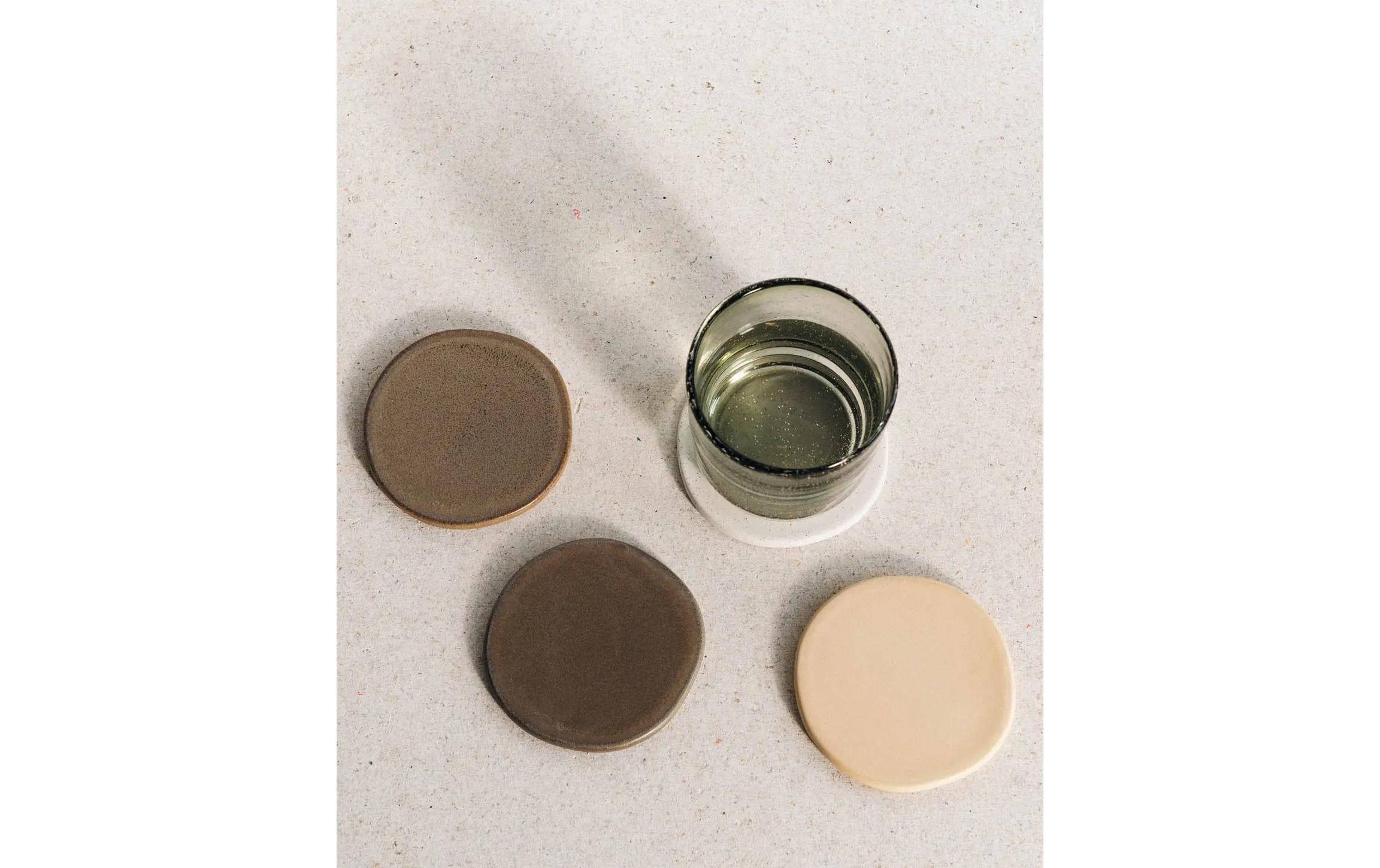 Esmée Keramikuntersetzer Earth 4 Stück Beige/Braun/Weiss, Ø 9.5 cm