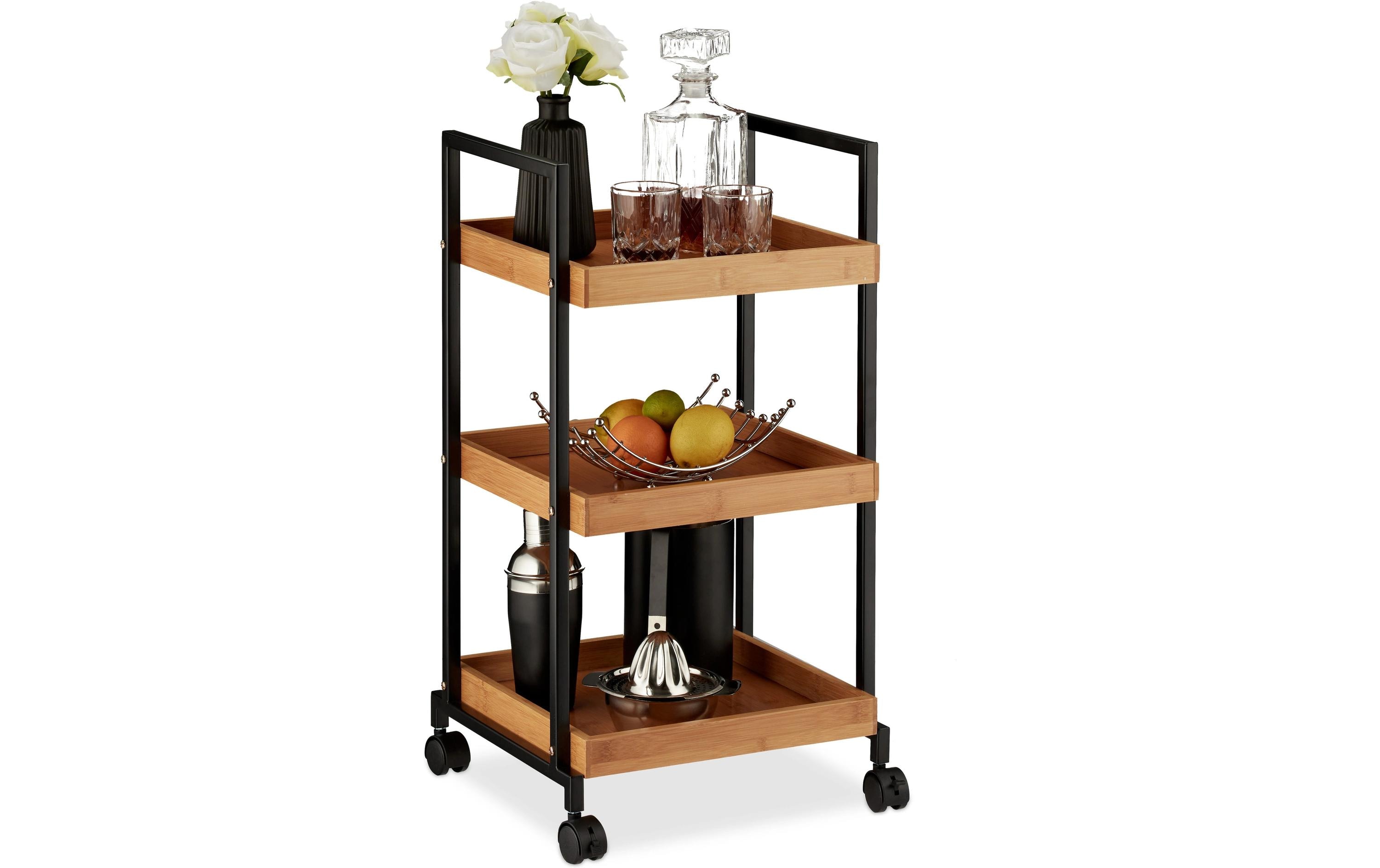 relaxdays Servierwagen mit 3 Etagen 69.5 x 37 x 34 cm