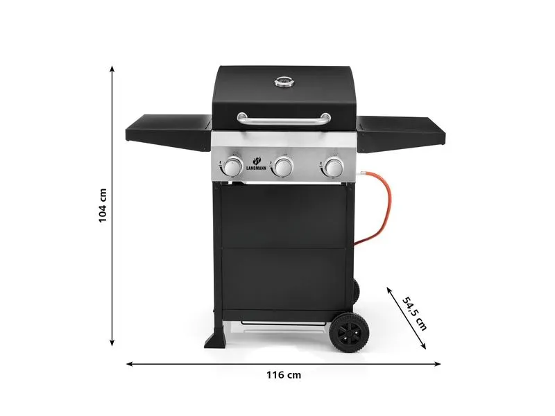 Landmann Gasgrill Black 3.0 114 cm, Stahl emalliert, Rost Edelstahl