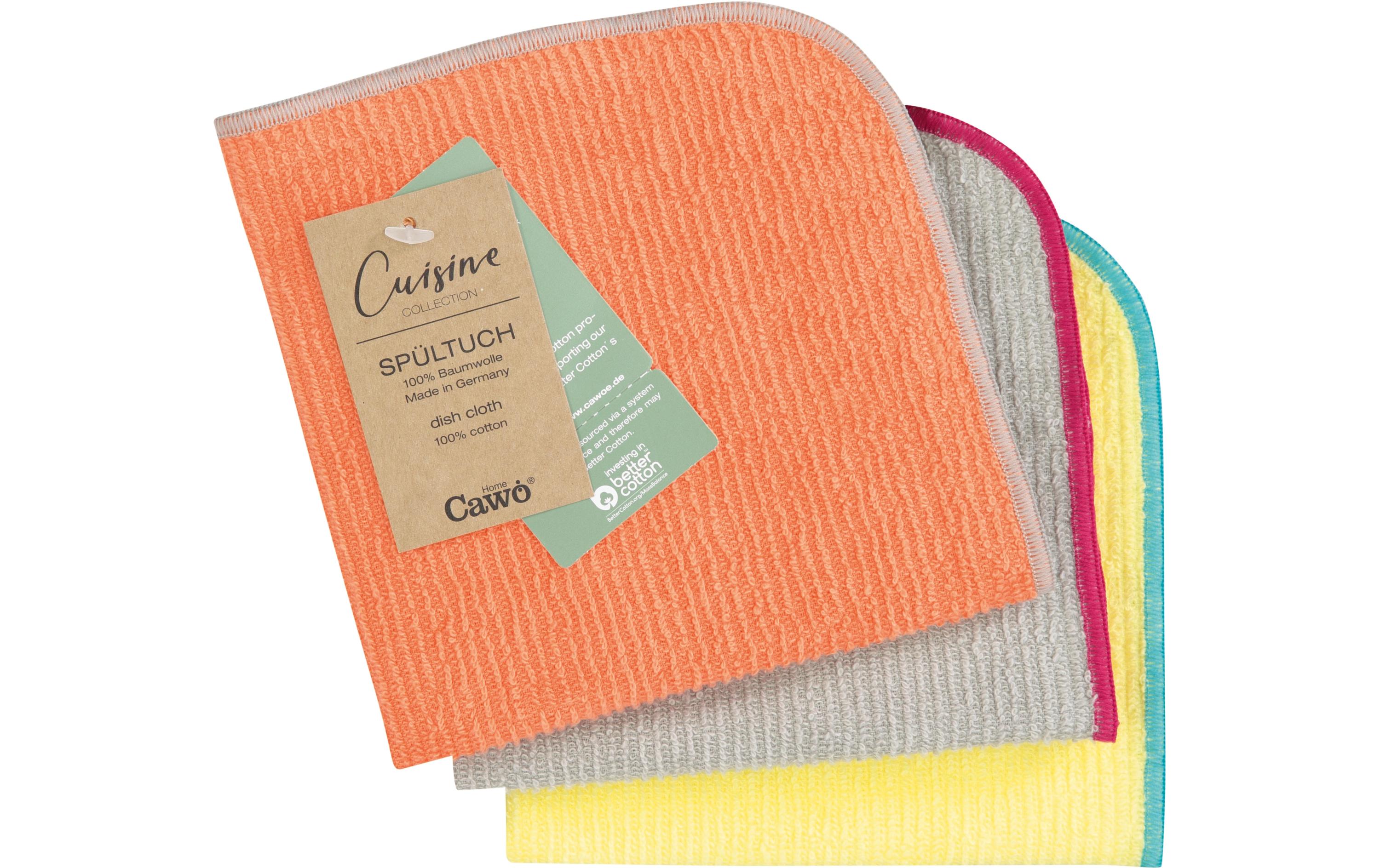 Cawö Abwaschlappen Trio 30 x 30 cm, 3 Stück, Mandarine/Lemon