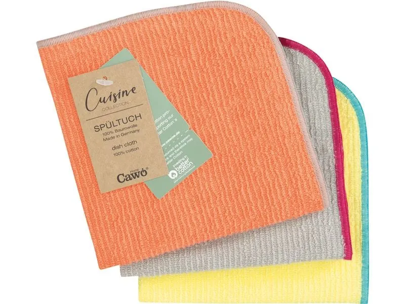 Cawö Abwaschlappen Trio 30 x 30 cm, 3 Stück, Mandarine/Lemon