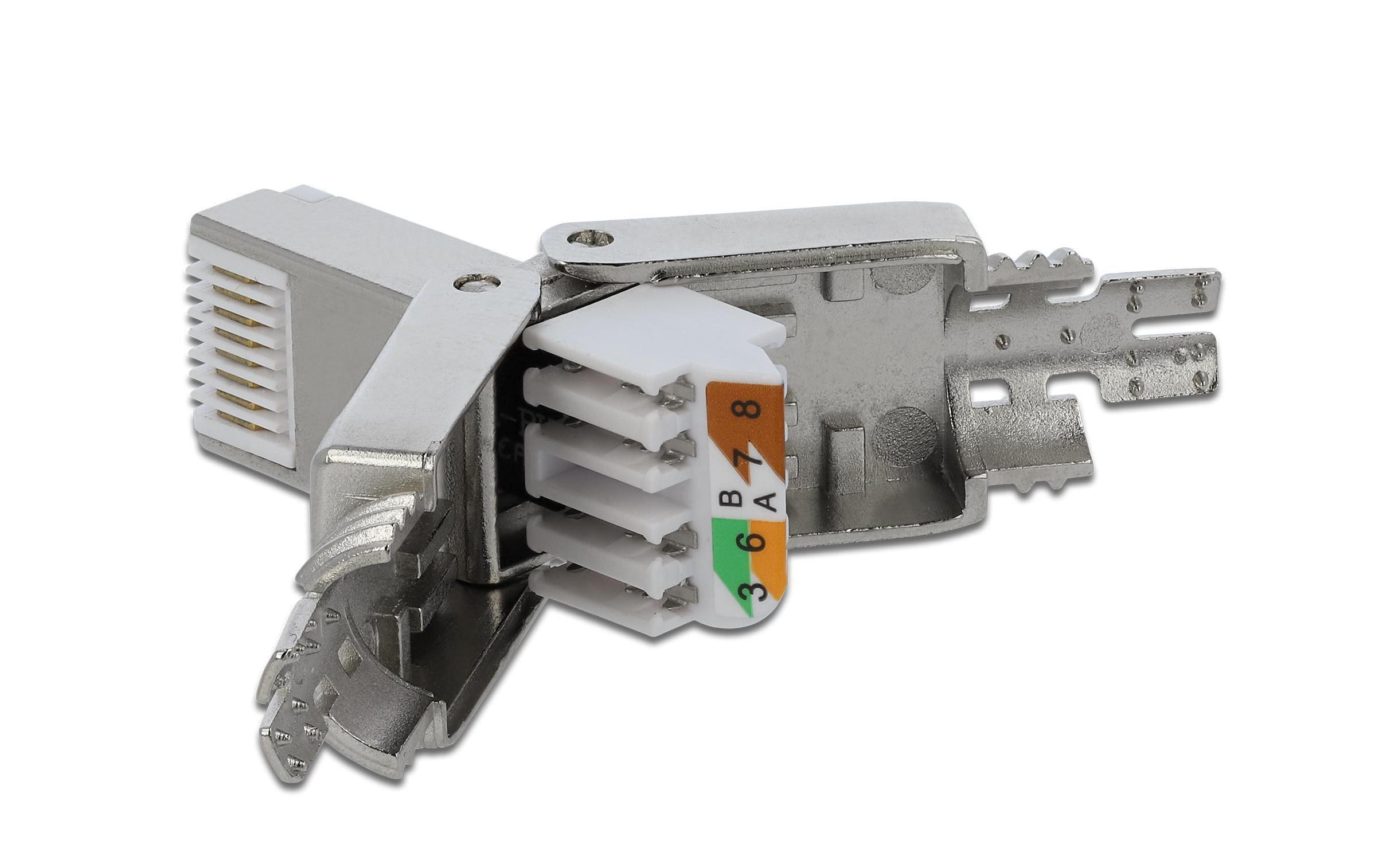 Delock Stecker RJ45 Cat.6 1 Stück, Grau, geschirmt, werkzeugfrei Delock Stecker RJ45 Cat.6 1 Stück, Grau, geschirmt, werkzeugfrei