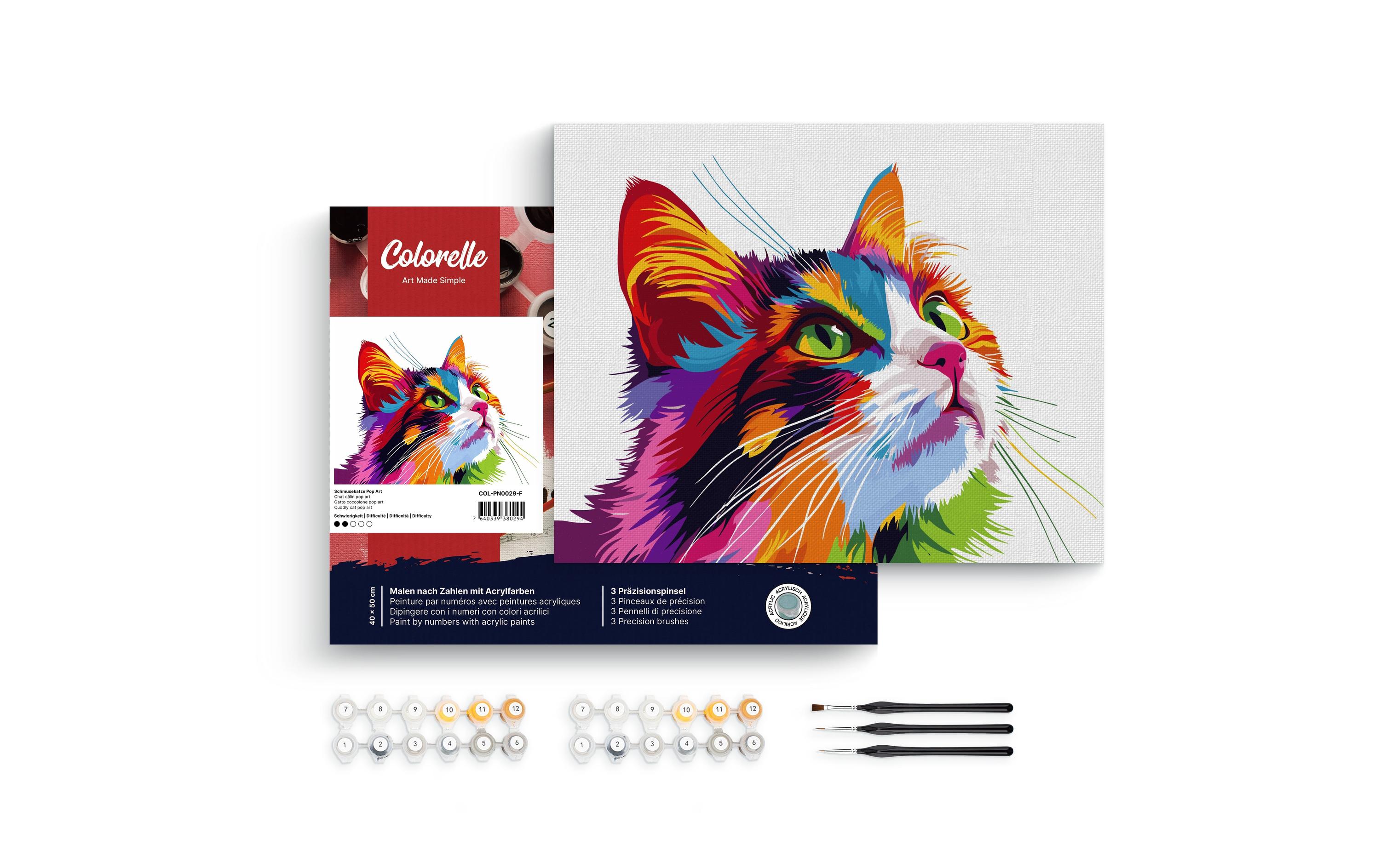 Colorelle Malen nach Zahlen Schmusekatze Pop Art