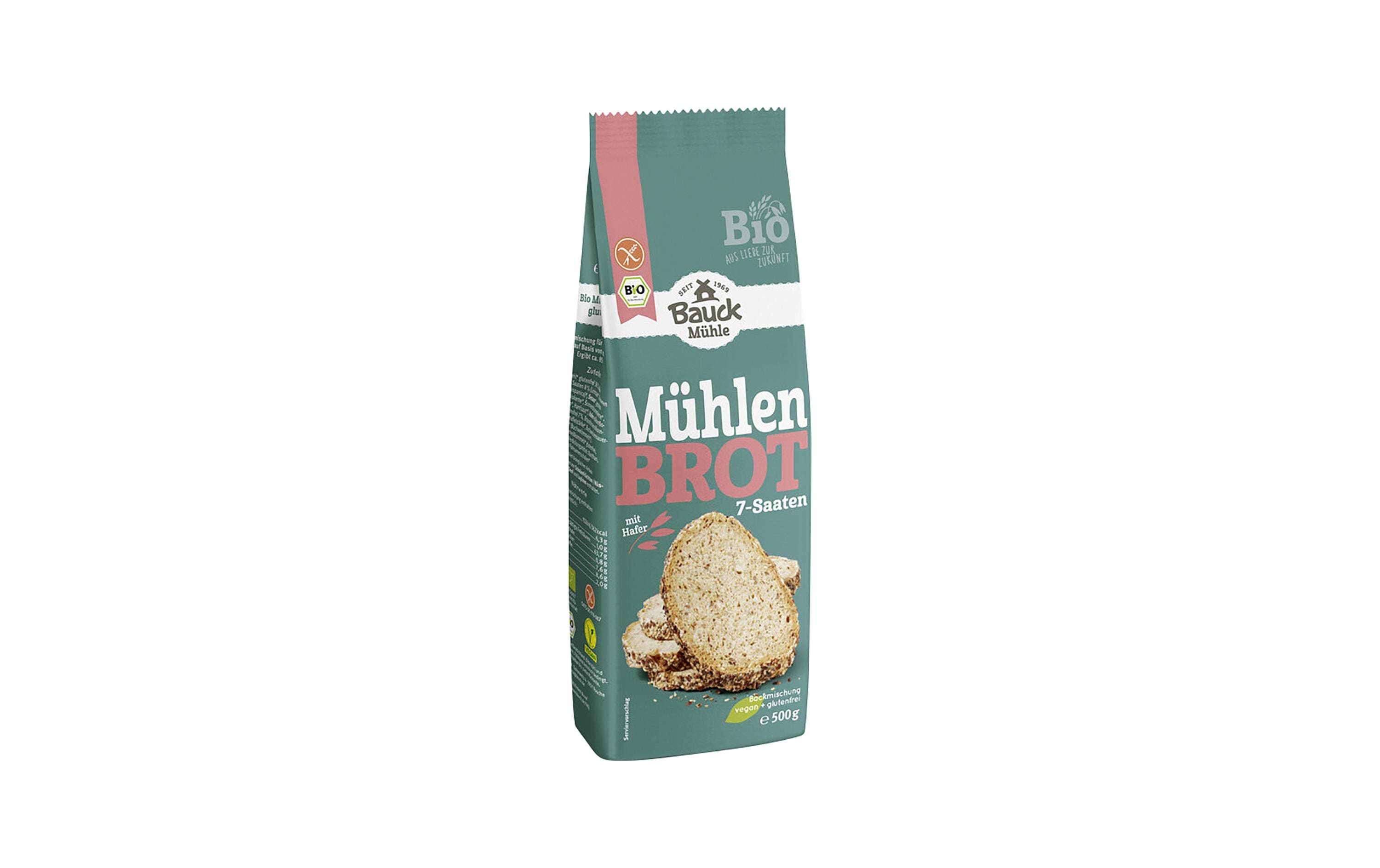 Bauck Mühle Backmischung Mühlenbrot, 7-Saaten Beutel 500 g