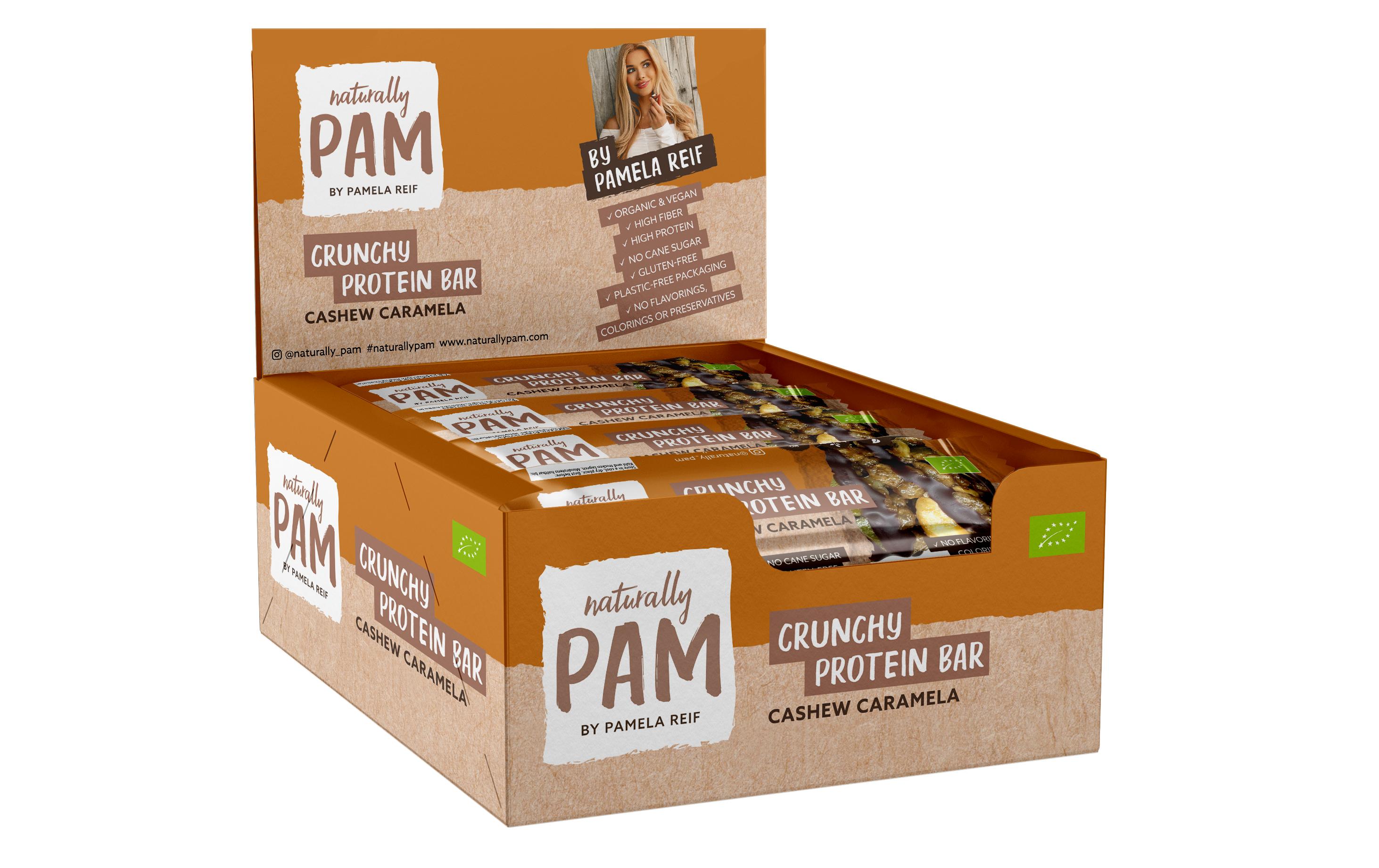 Naturally Pam Riegel Bio Crunchy Protein Cashew Caramel 12 x 30 g Naturally Pam Riegel Bio Crunchy Protein Cashew Caramel 12 x 30 g