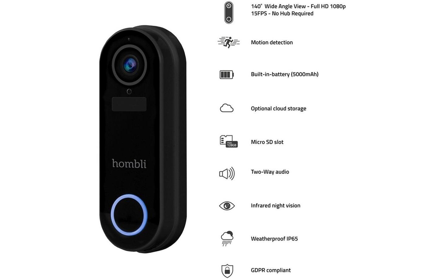 hombli Smart Doorbell Pack, Schwarz