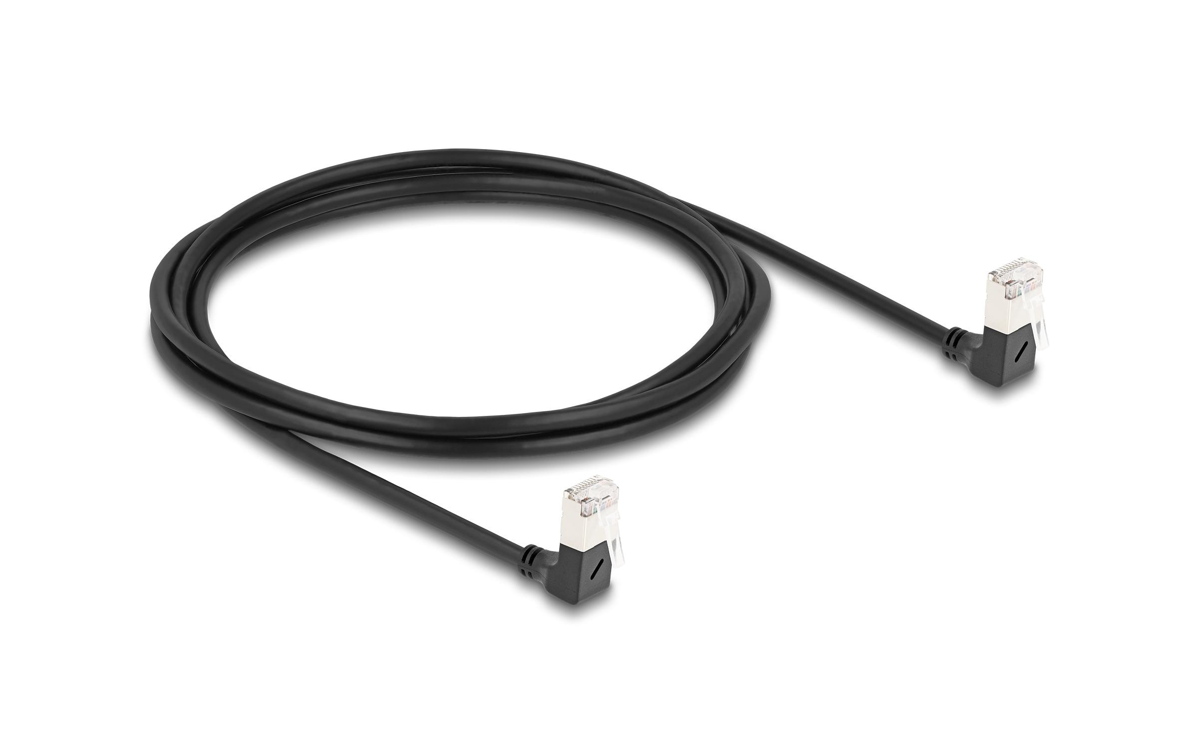 Delock Patchkabel 90° gewinkelt Cat 6A, S/FTP, 2 m, Schwarz