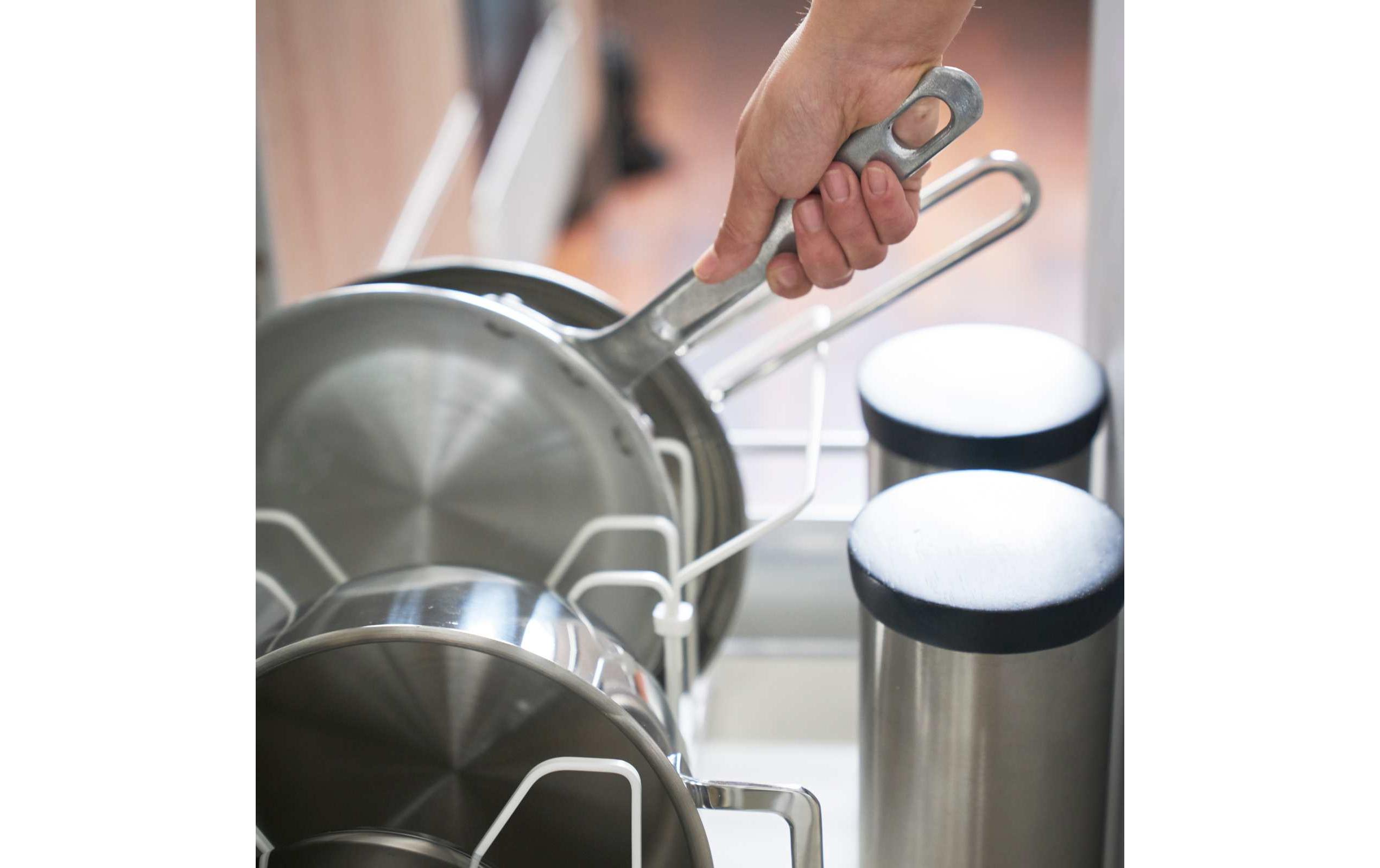 Yamazaki Deckel- und Pfannenhalter Tower Weiss