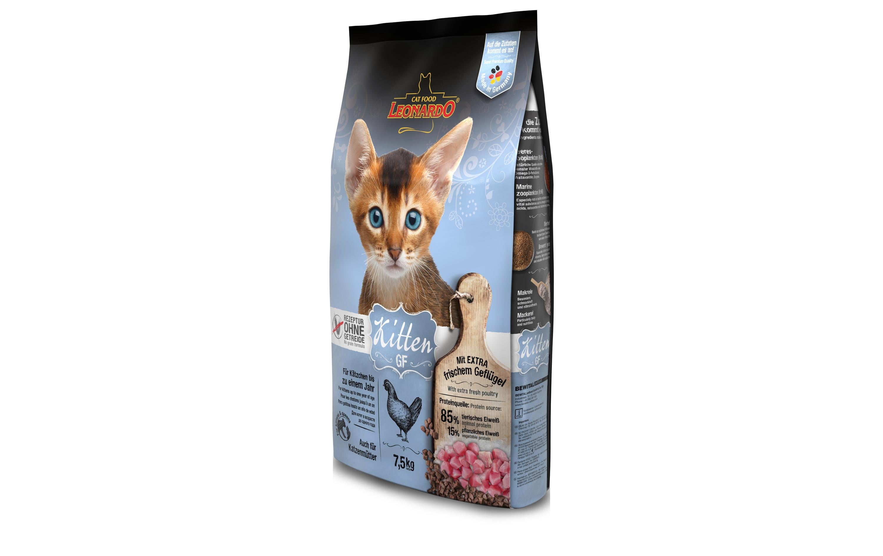 Leonardo Cat Food Trockenfutter Kitten getreidefrei, 7.5 kg