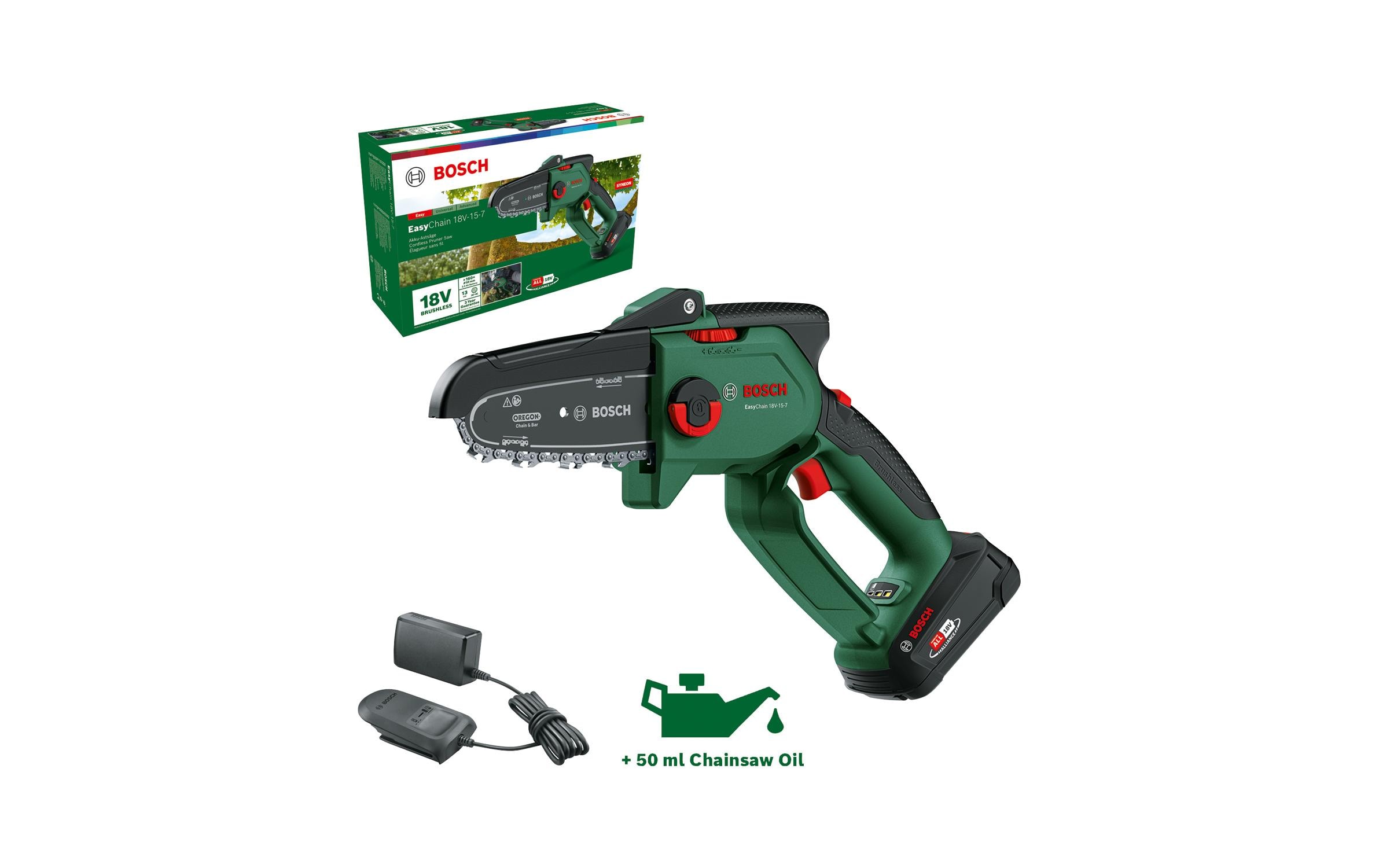 Bosch Akku-Kettensäge EasyChain 18 V-15-7, KIT