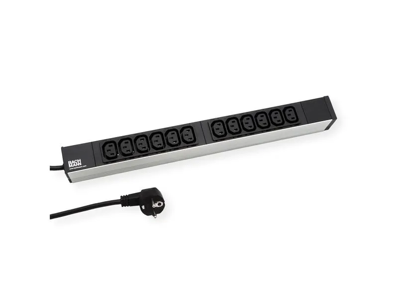 Bachmann 19 PDU 1HE 12xIEC Verriegelung 2.0m CEE7/7 schwarz Bachmann 19 PDU 1HE 12xIEC Verriegelung 2.0m CEE7/7 schwarz