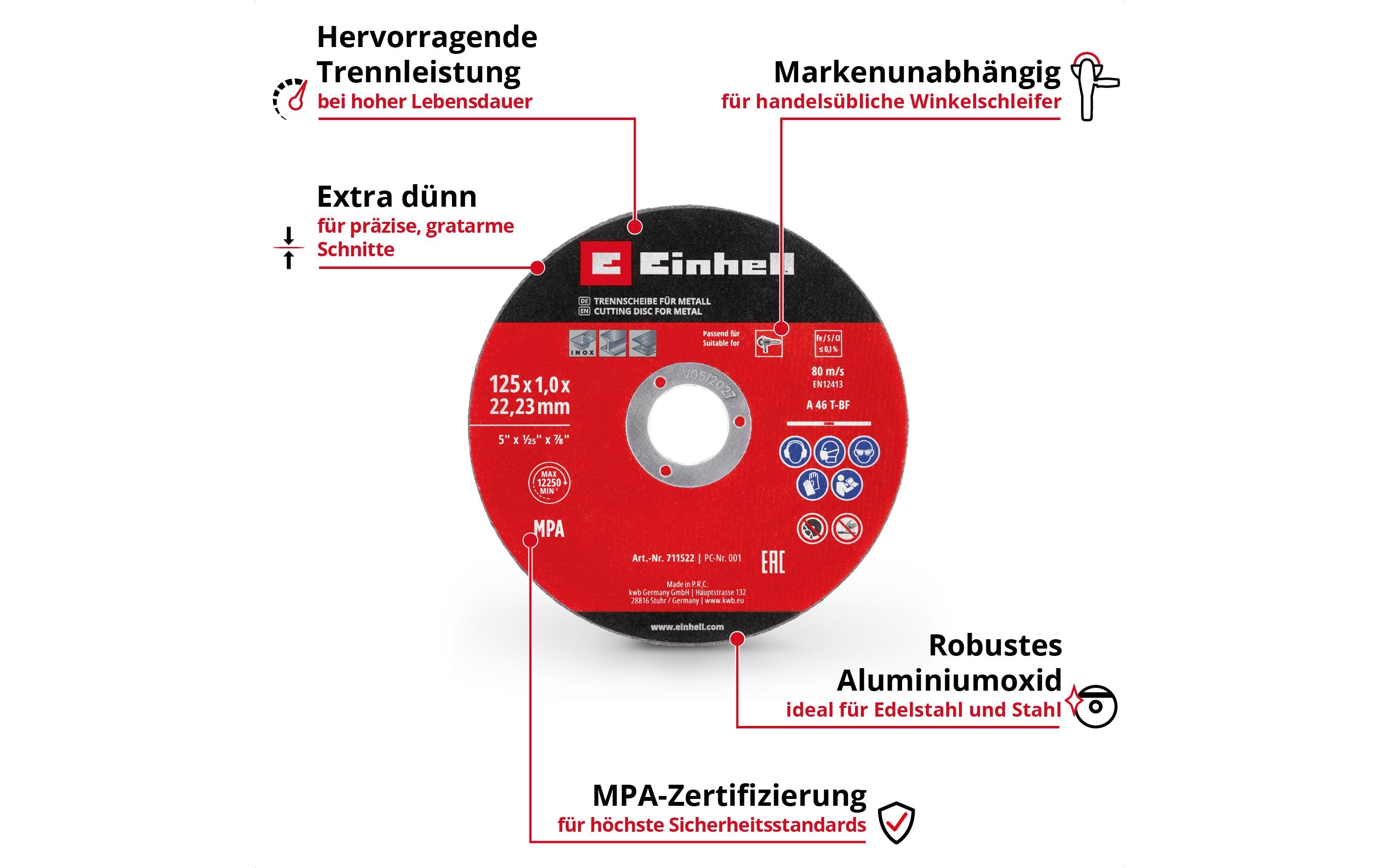 Einhell 5 Trennscheiben 125 mm