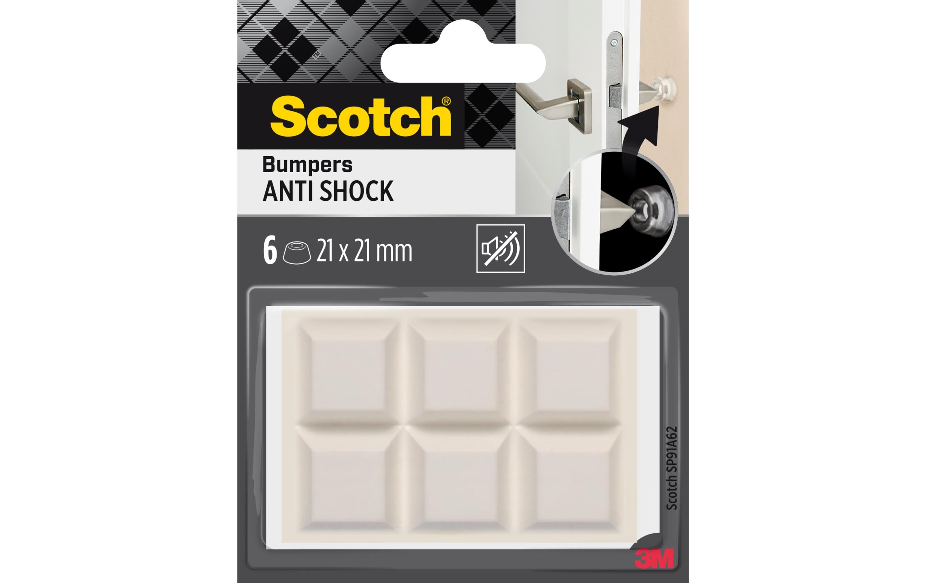3M Schutzpuffer Anti Shock, 21 x 21 mm, Transparent, 6er Pack
