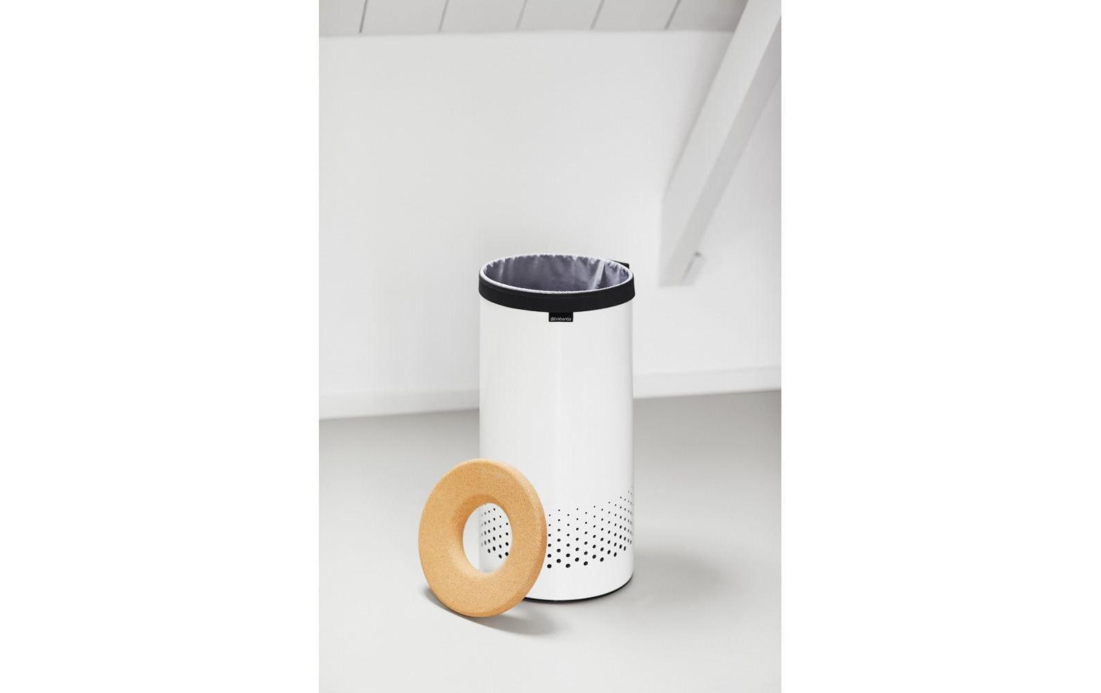 Brabantia Wäschesammler mit Korkdeckel , 35 Liter, Weiss