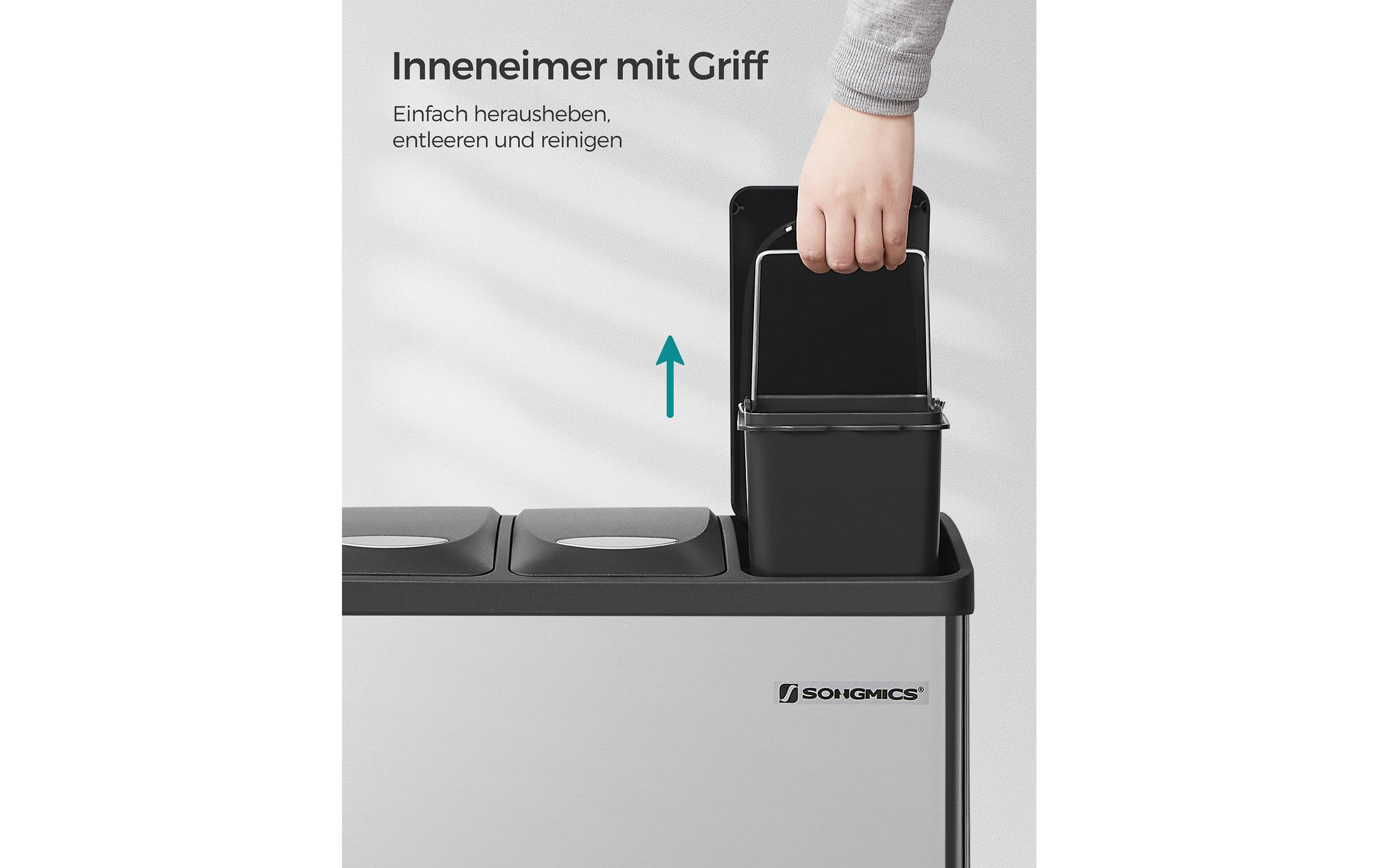 Songmics Abfalleimer 24 l, Silber