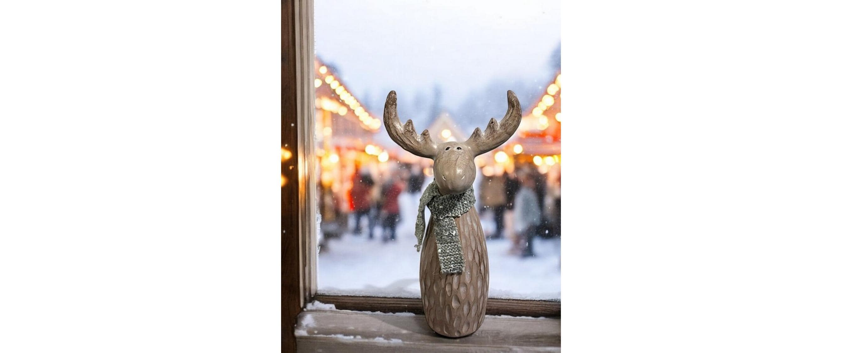 Dameco Weihnachtsfigur Elch mit Schal 26 cm, Braun