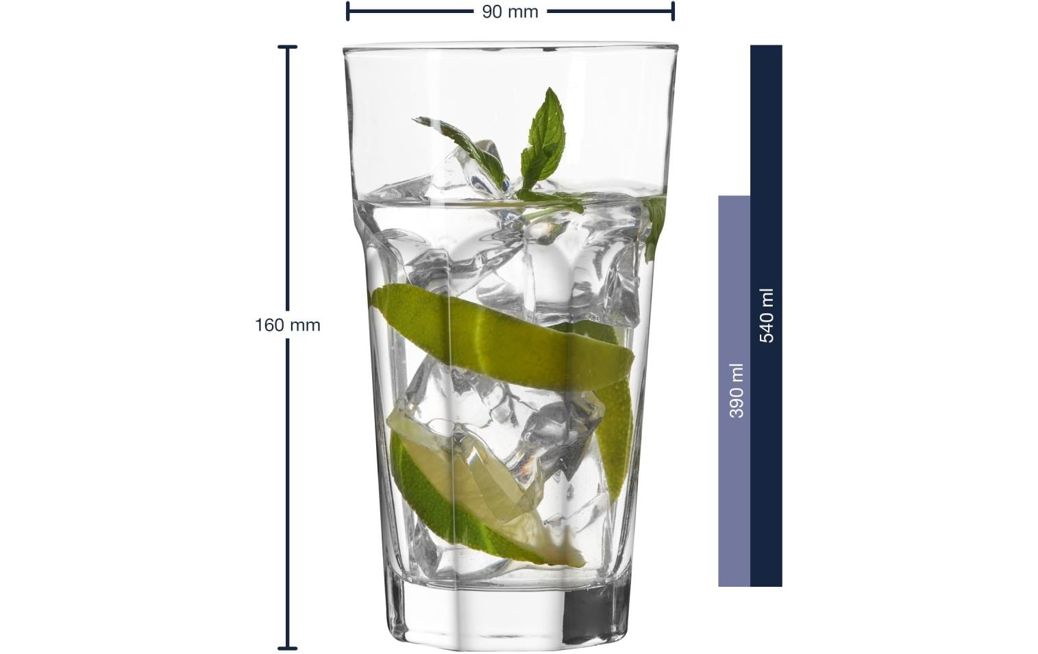 Leonardo Longdrinkglas XL, Rock 540 ml, 4 Stück, Transparent
