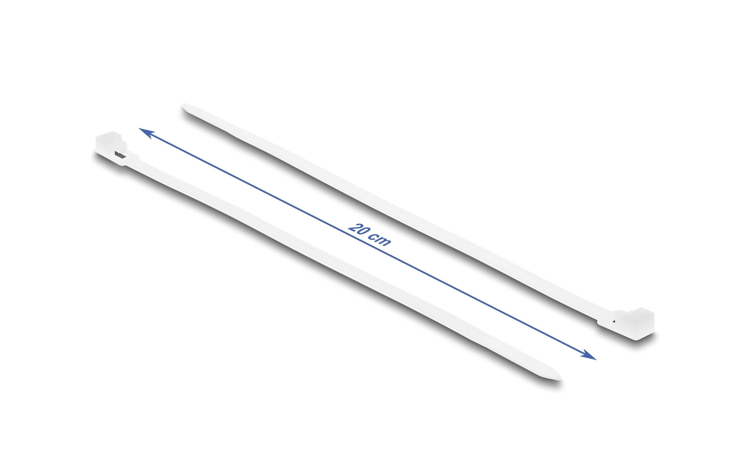 Delock Kabelbinder Weiss 200 mm x 4.8 mm, 100 Stück