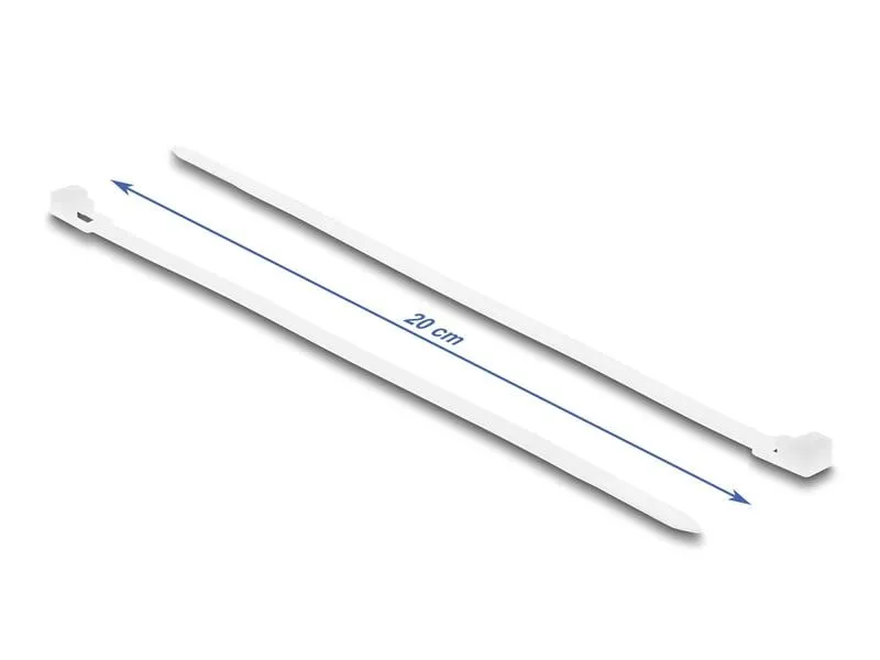 Delock Kabelbinder Weiss 200 mm x 4.8 mm, 100 Stück