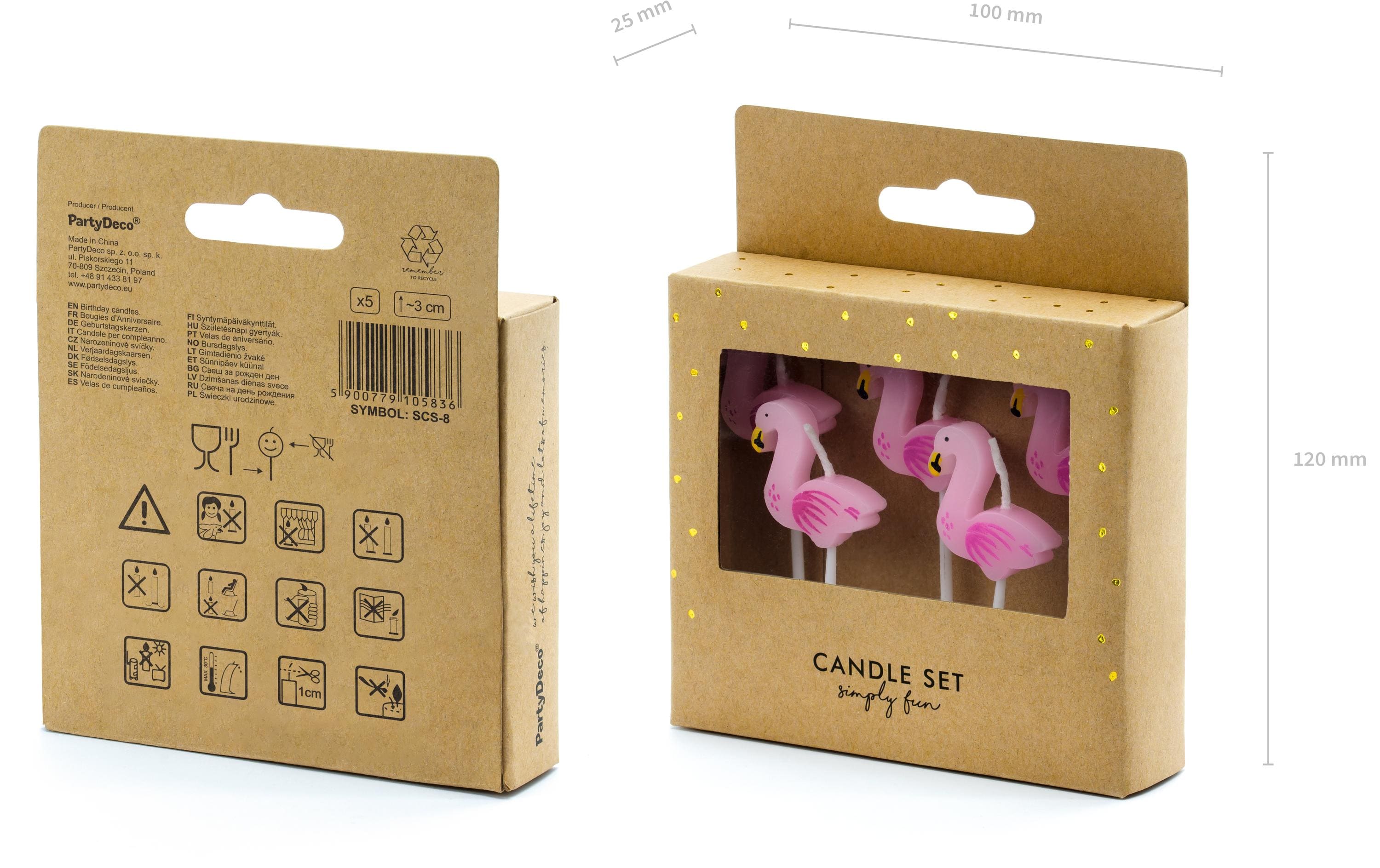 Partydeco Kerze Flamingos 5 Stück