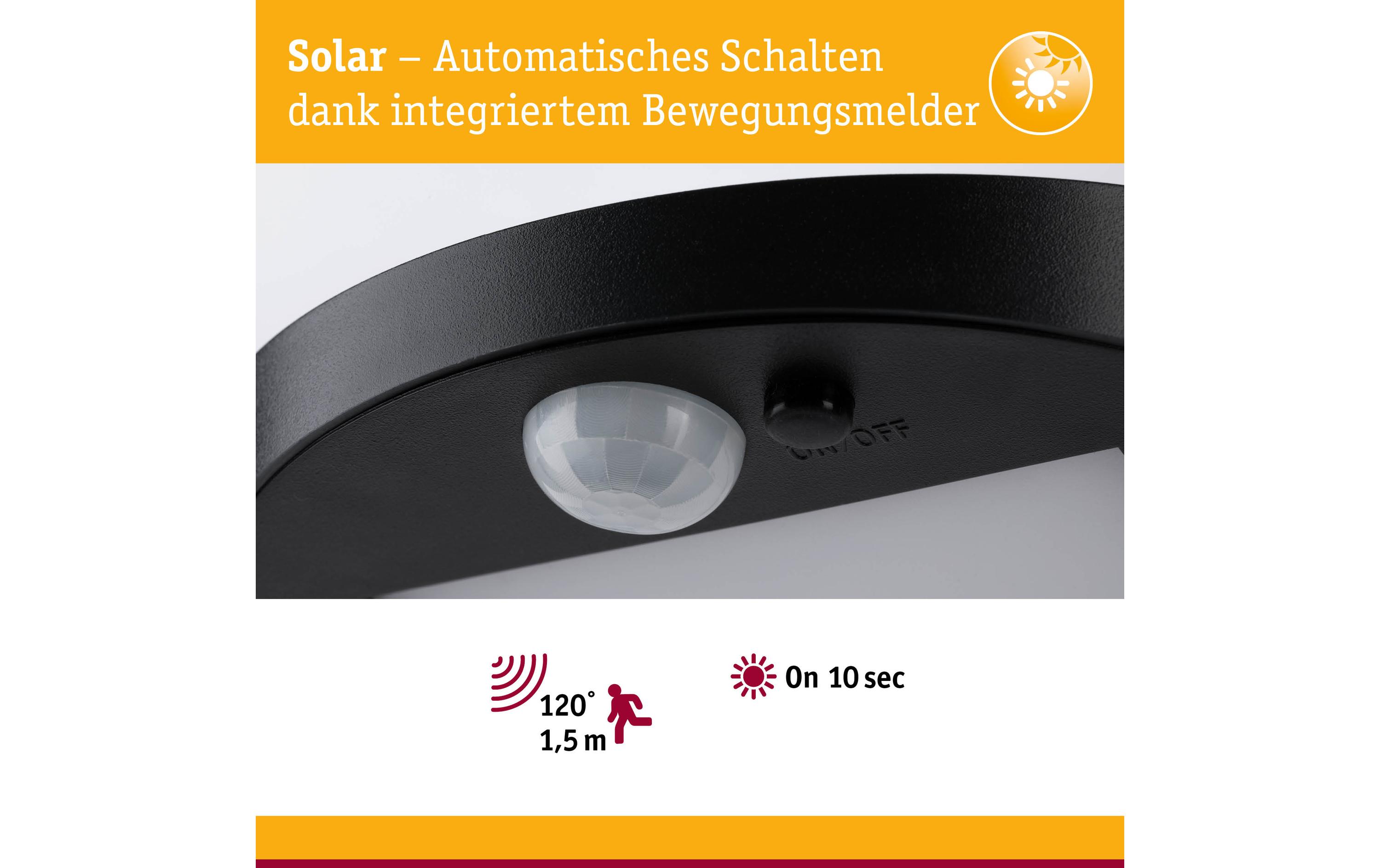 Paulmann Wegeleuchte Solar LED Ryse Bewegungsmelder