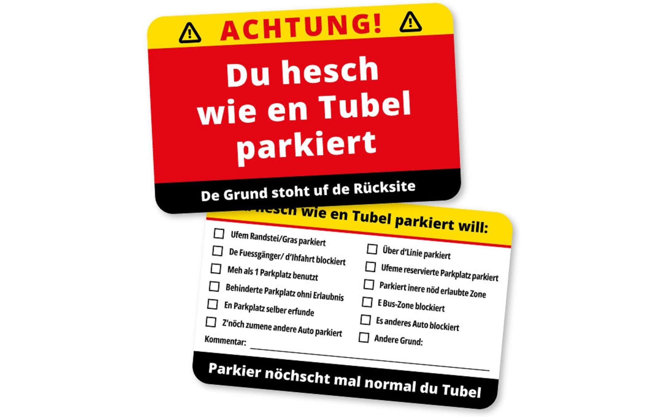 Swissmeme Scherzartikel Parkkarten Tubel, 10 Stück