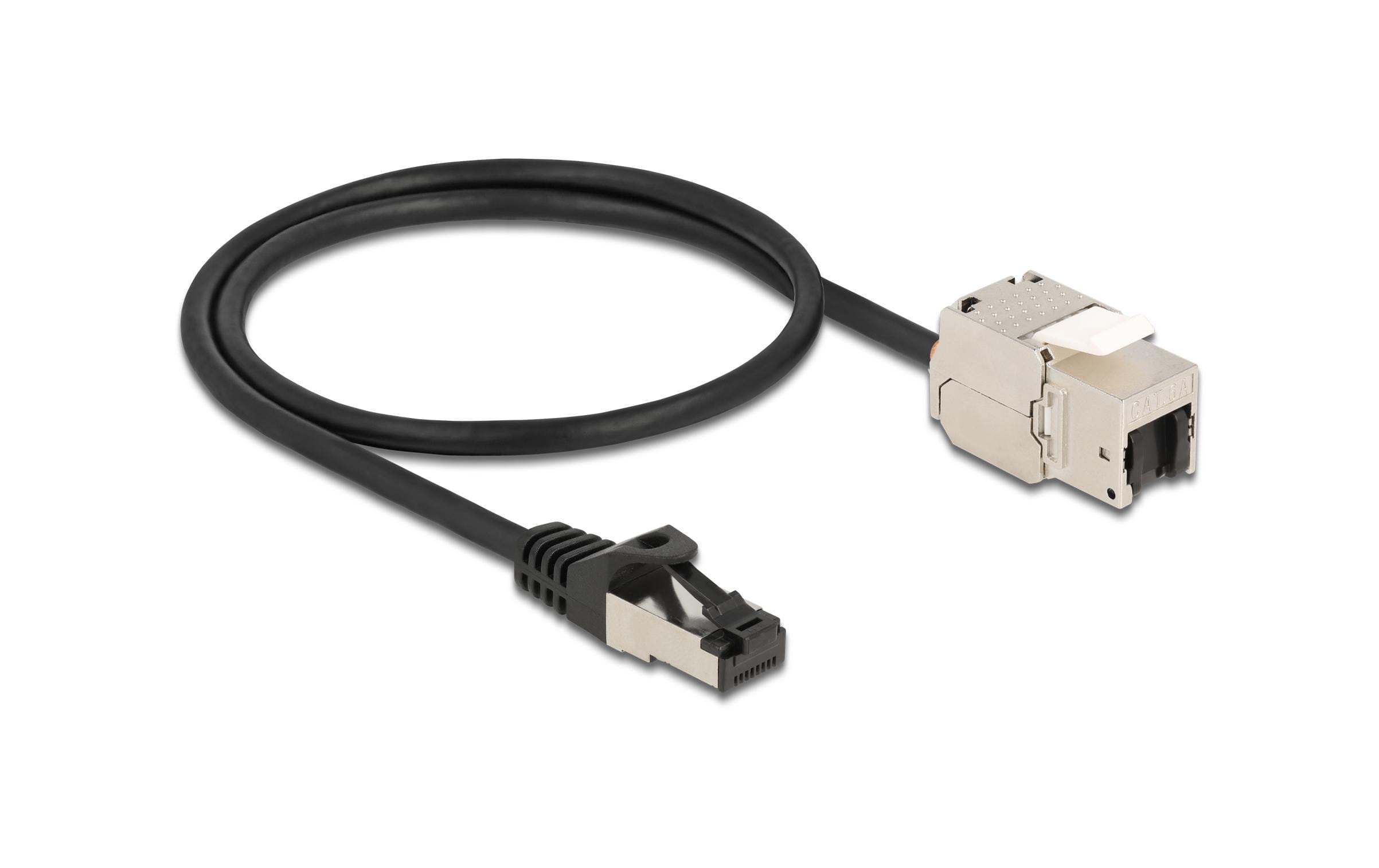 Delock Patchkabel RJ45 zu Keystone Cat 6A, S/FTP, 0.5 m, Schwarz Delock Patchkabel RJ45 zu Keystone Cat 6A, S/FTP, 0.5 m, Schwarz