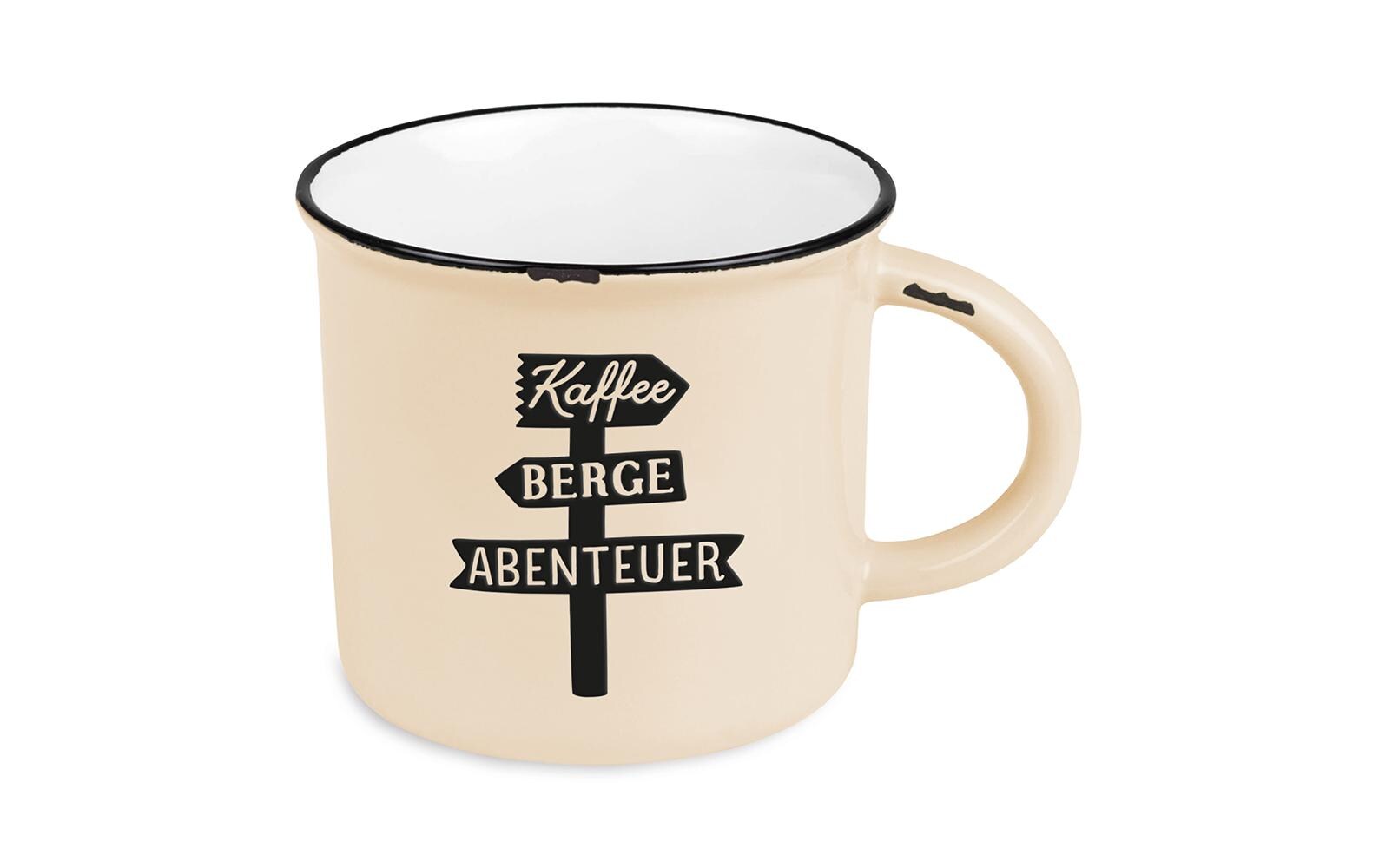 Grafik Werkstatt Vintage Becher Bergglück, Kaffee, Berge, Abenteuer