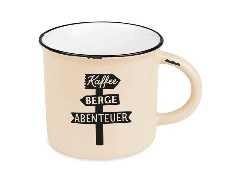 Grafik Werkstatt Vintage Becher Bergglück, Kaffee, Berge, Abenteuer