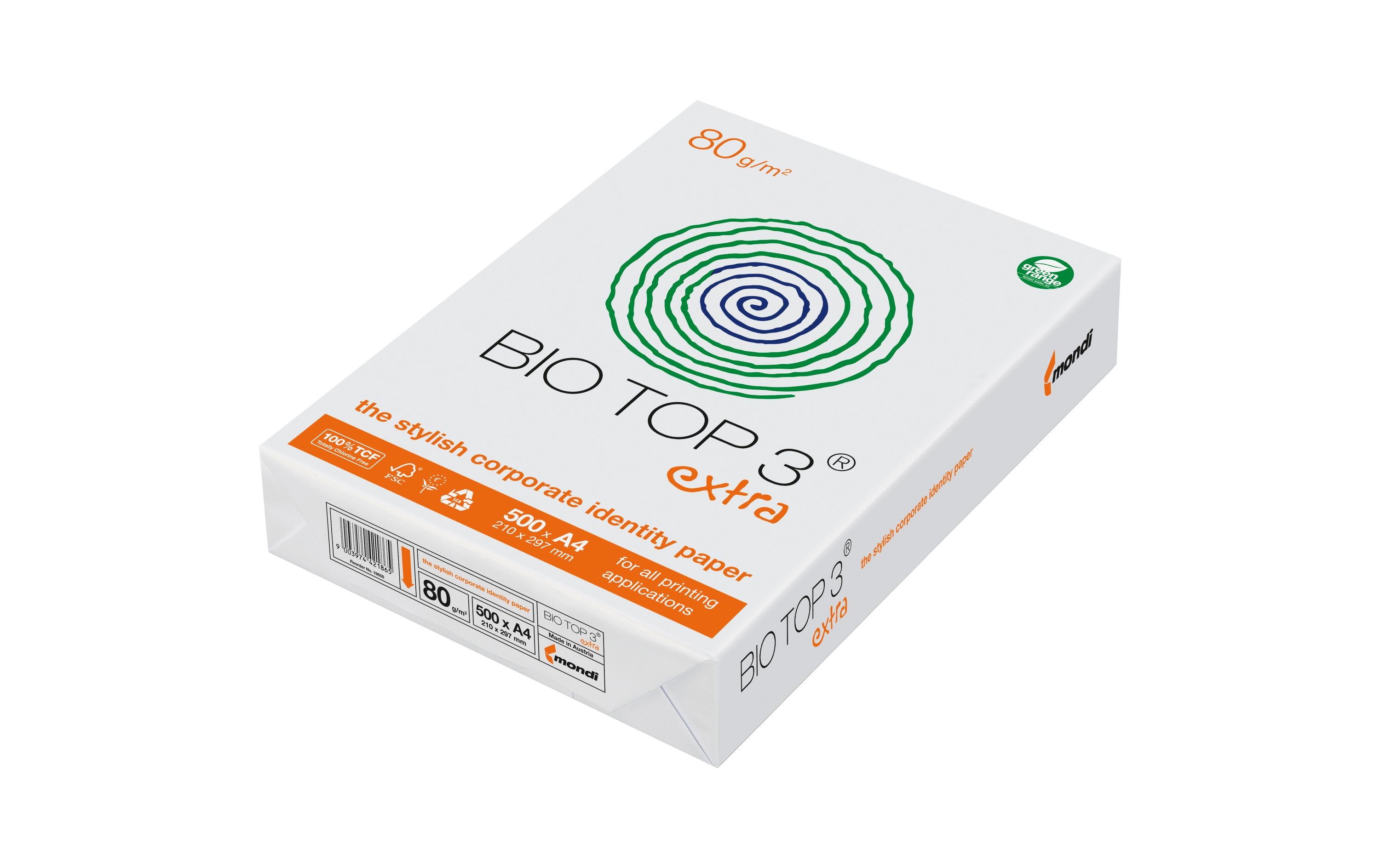 Bio Top Kopierpapier Bio Top 3 Extra A3, Weiss, 80 g/m², 500 Blatt Bio Top Kopierpapier Bio Top 3 Extra A3, Weiss, 80 g/m², 500 Blatt