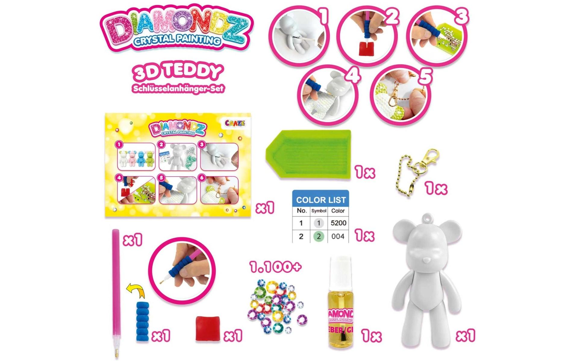 Craze Diamondz Keychain Set Teddybär