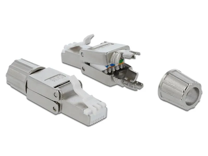 Delock Stecker RJ45 Cat.6 1 Stück, Grau, geschirmt, werkzeugfrei