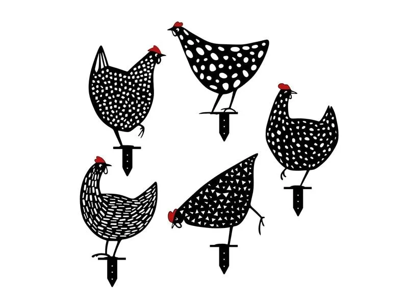 Wallxpert Gartenstecker Huhn 30 cm, 5er Set, Schwarz Wallxpert Gartenstecker Huhn 30 cm, 5er Set, Schwarz
