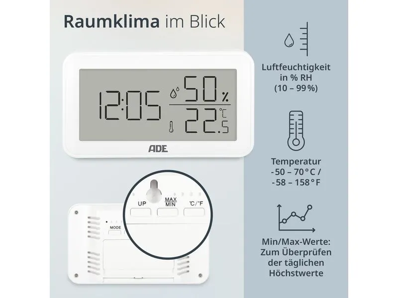 ADE Wetterstation Thermo-Hygrometer 15 cm, Weiss ADE Wetterstation Thermo-Hygrometer 15 cm, Weiss