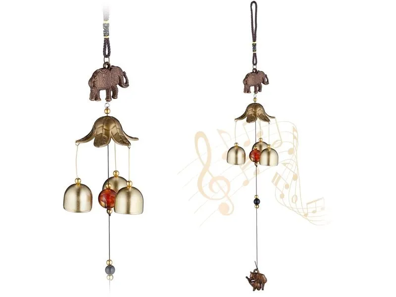 relaxdays Windspiel Feng Shui Elefanten 45.5 cm