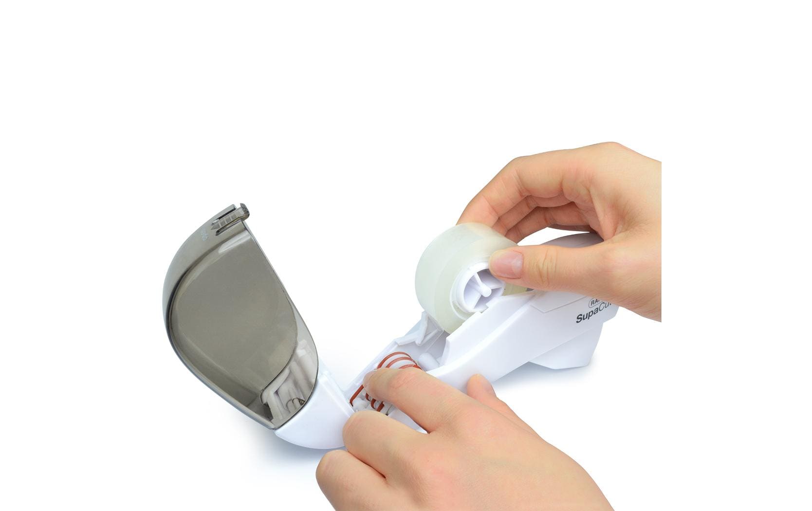 Rapesco SupaCut Klebebandspender und 2 Klebebandrollen Weiss