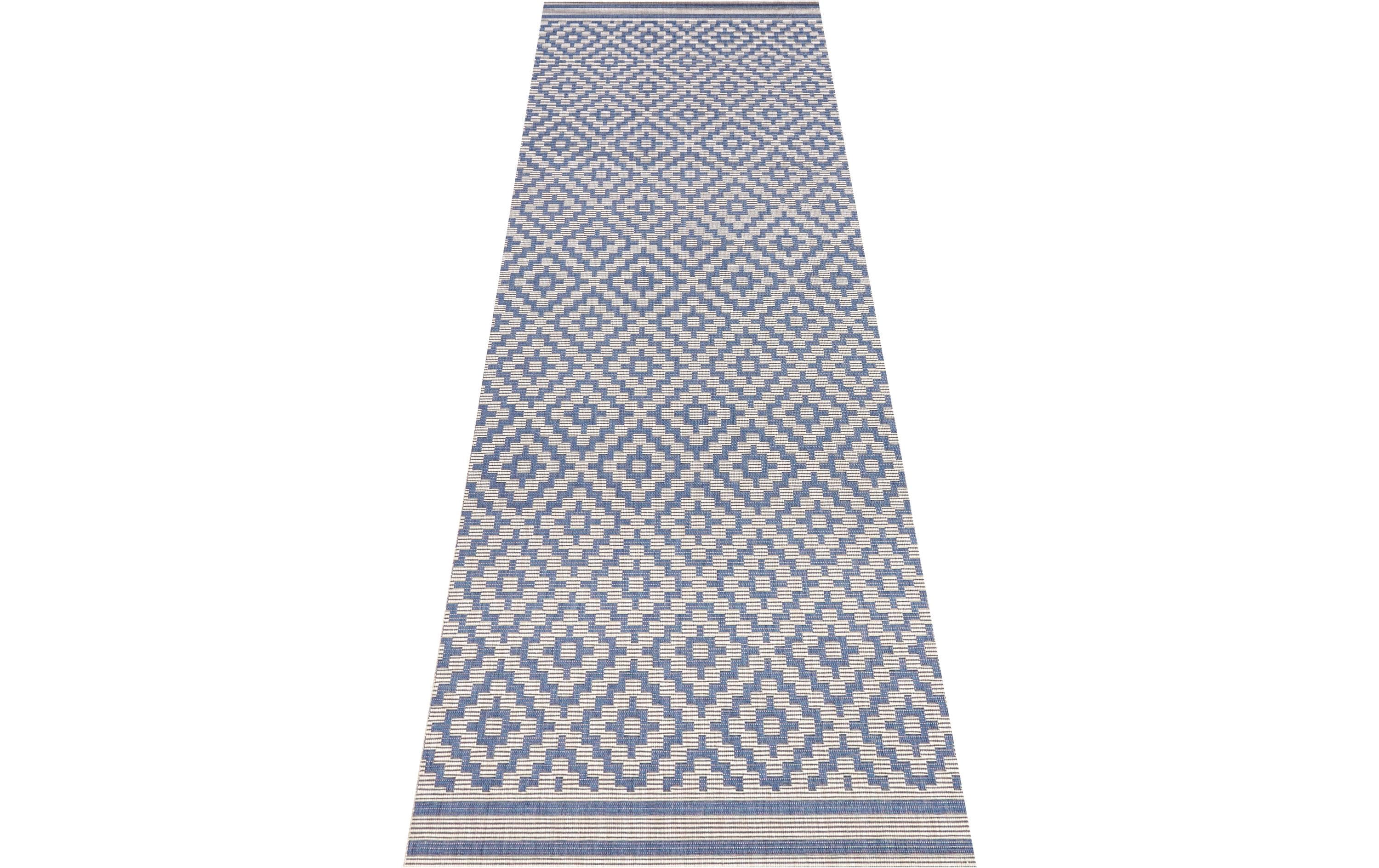 Hanse Home Raute In- & Outdoor Teppich 80 x 200 cm, Blau/Crème