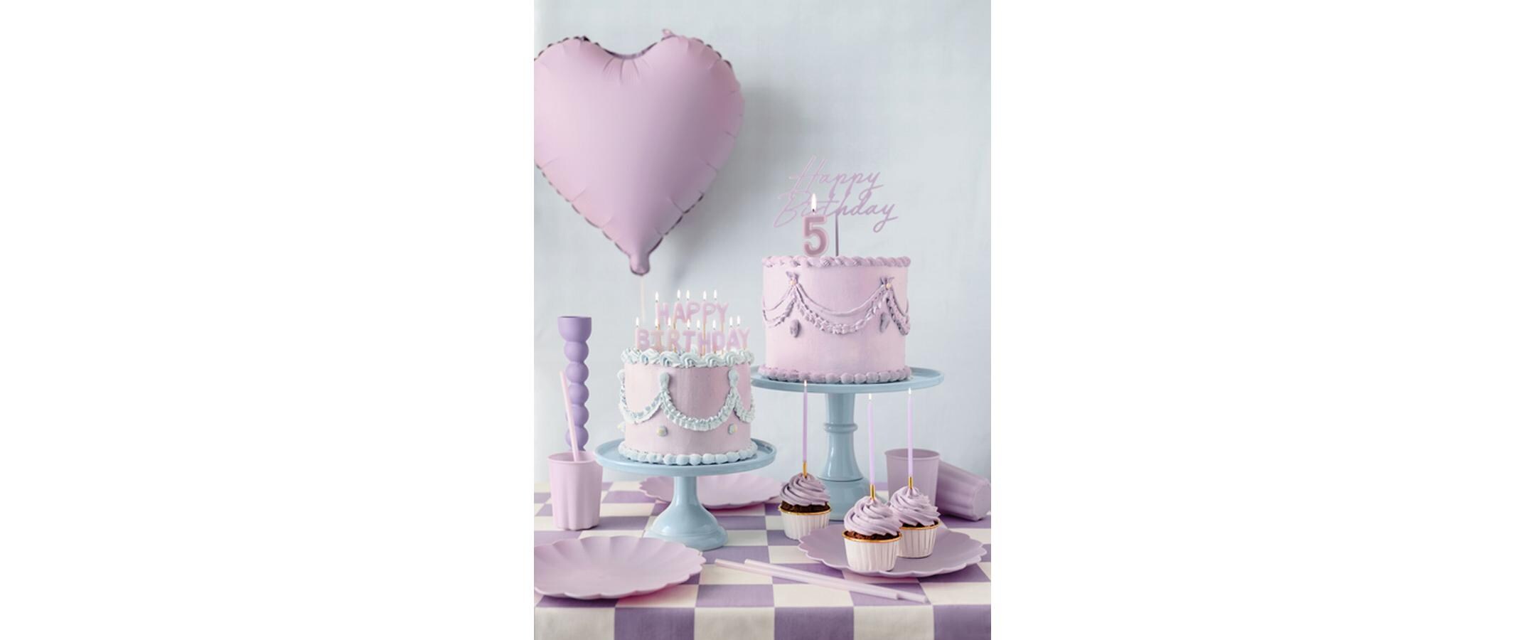 Partydeco Kerze Happy Birthday, Violett, H 2.5 cm, 13 Stück