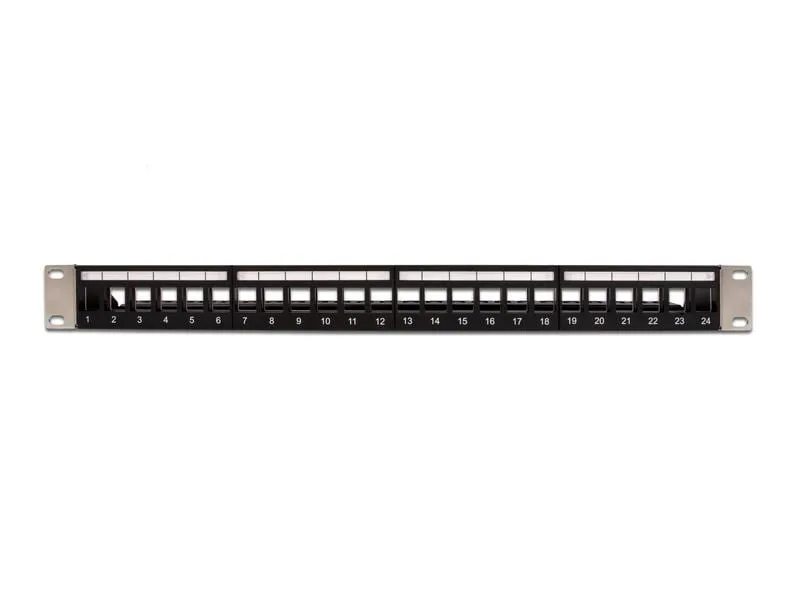 Delock Patchpanel Keystone 24 Port mit Entlastungsschiene 19 Rack