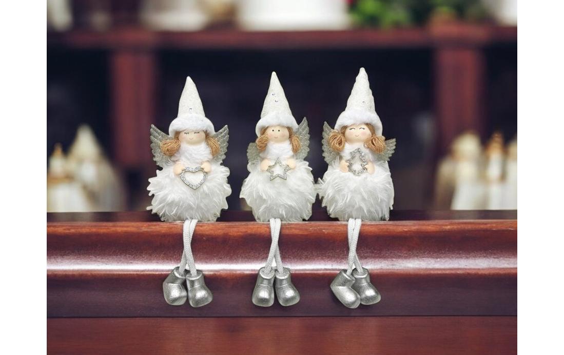 Dameco Weihnachtsfigur Engel 3-er Set, Weiss