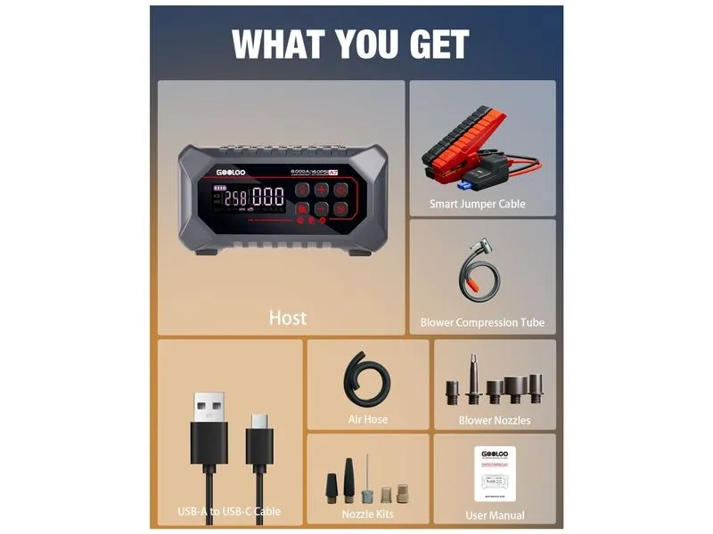 Gooloo A7 Jump-Starter/Luft-Kompressor Gooloo A7 Jump-Starter/Luft-Kompressor