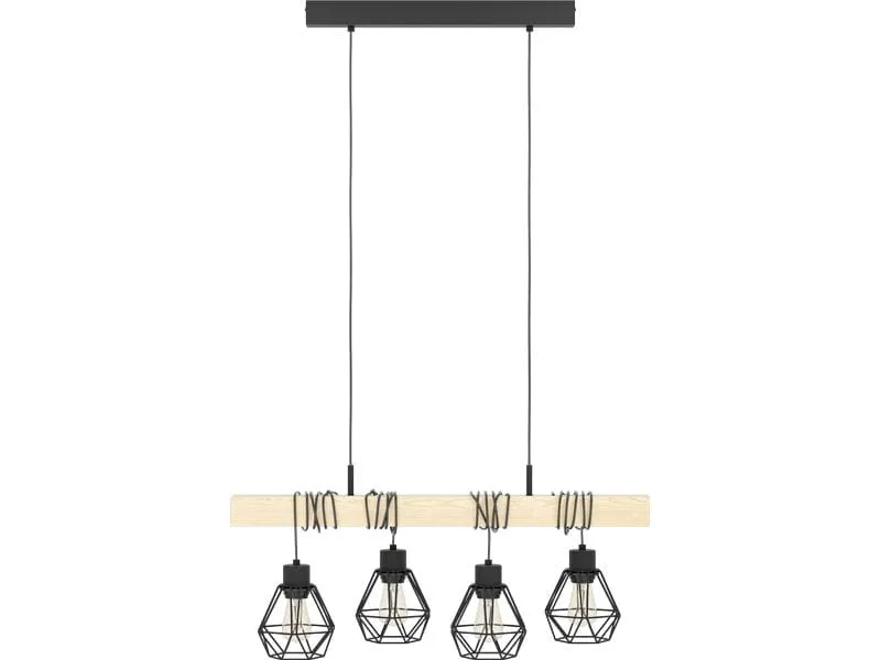 EGLO Leuchten Pendelleuchte TOWNSHEND 5 schwarz exkl. E27 4x60W