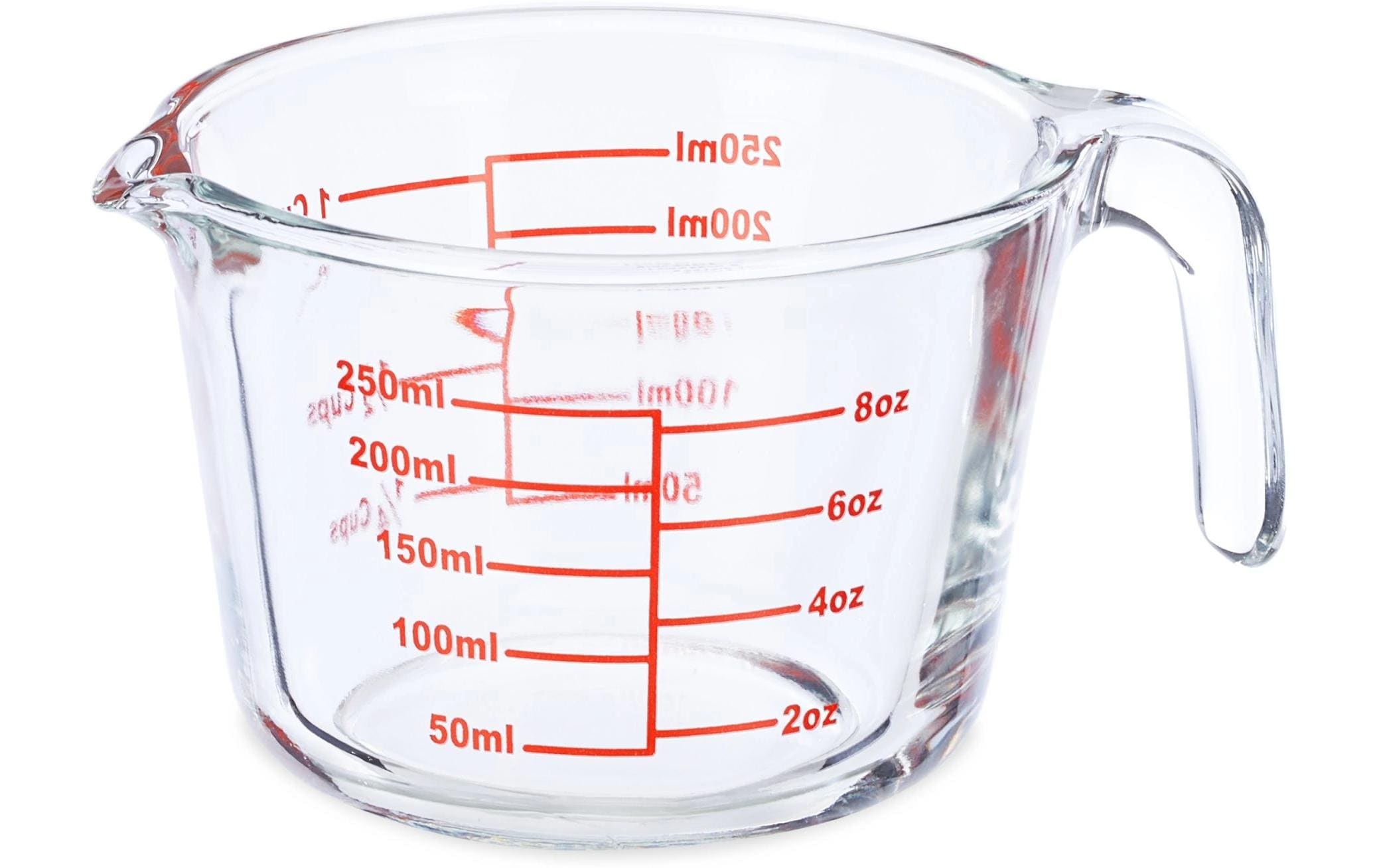 relaxdays Messbecher 250 ml, Rot/Transparent