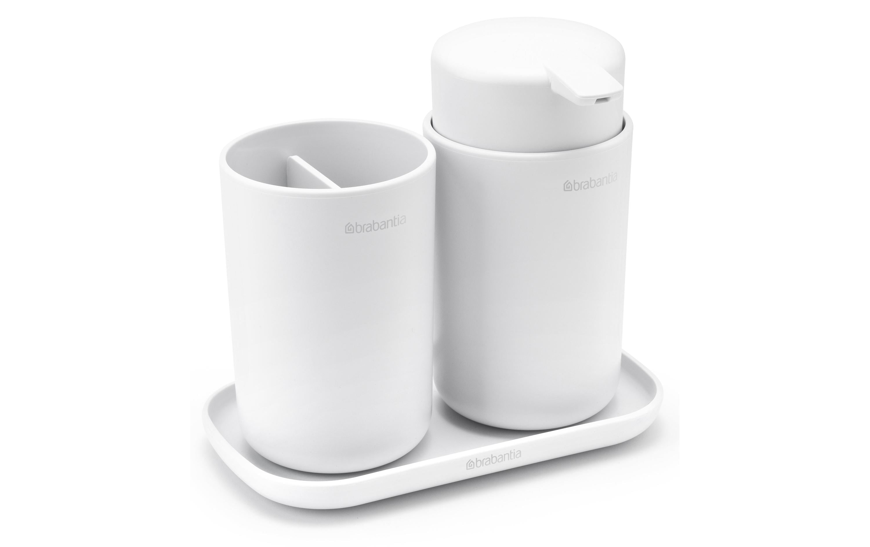 Brabantia Seifenspender-Set ReNew mit Zahnputzbecher und Schale Weiss